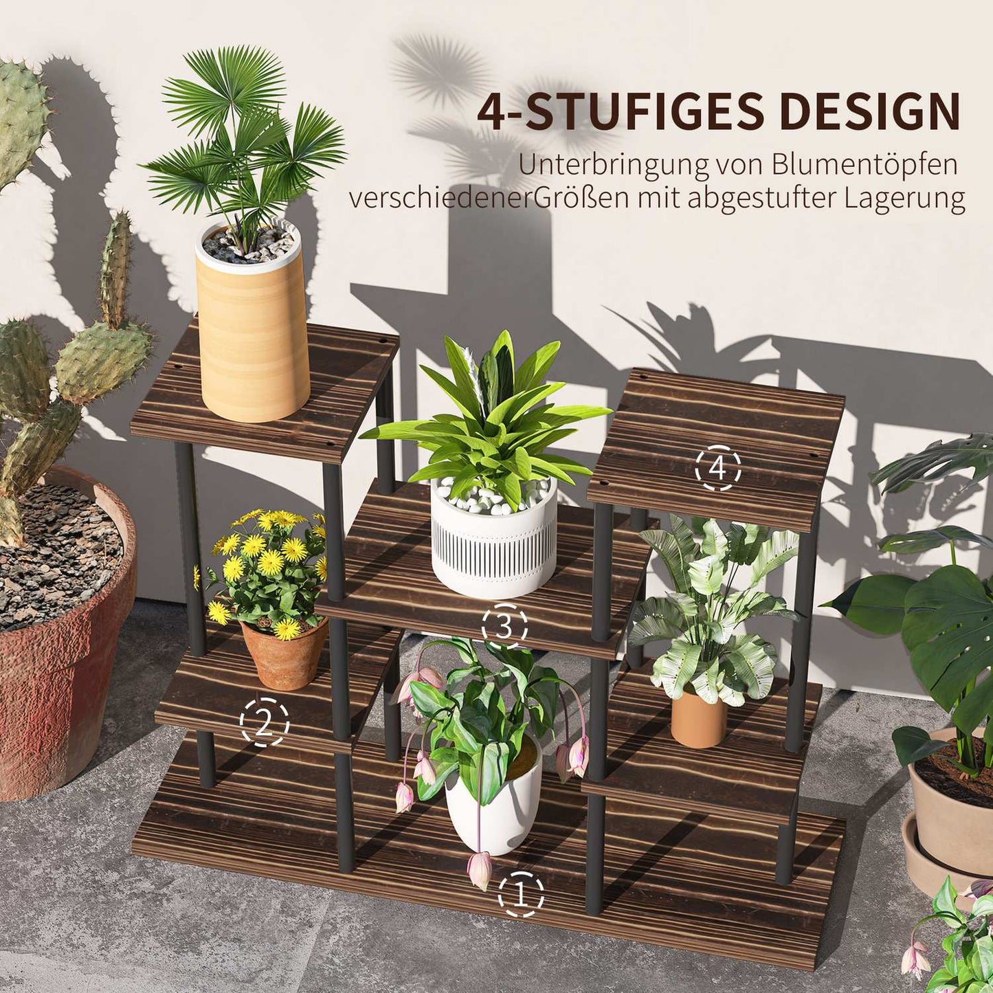 Wooden plant stand, 61.5 cm, indoor/outdoor