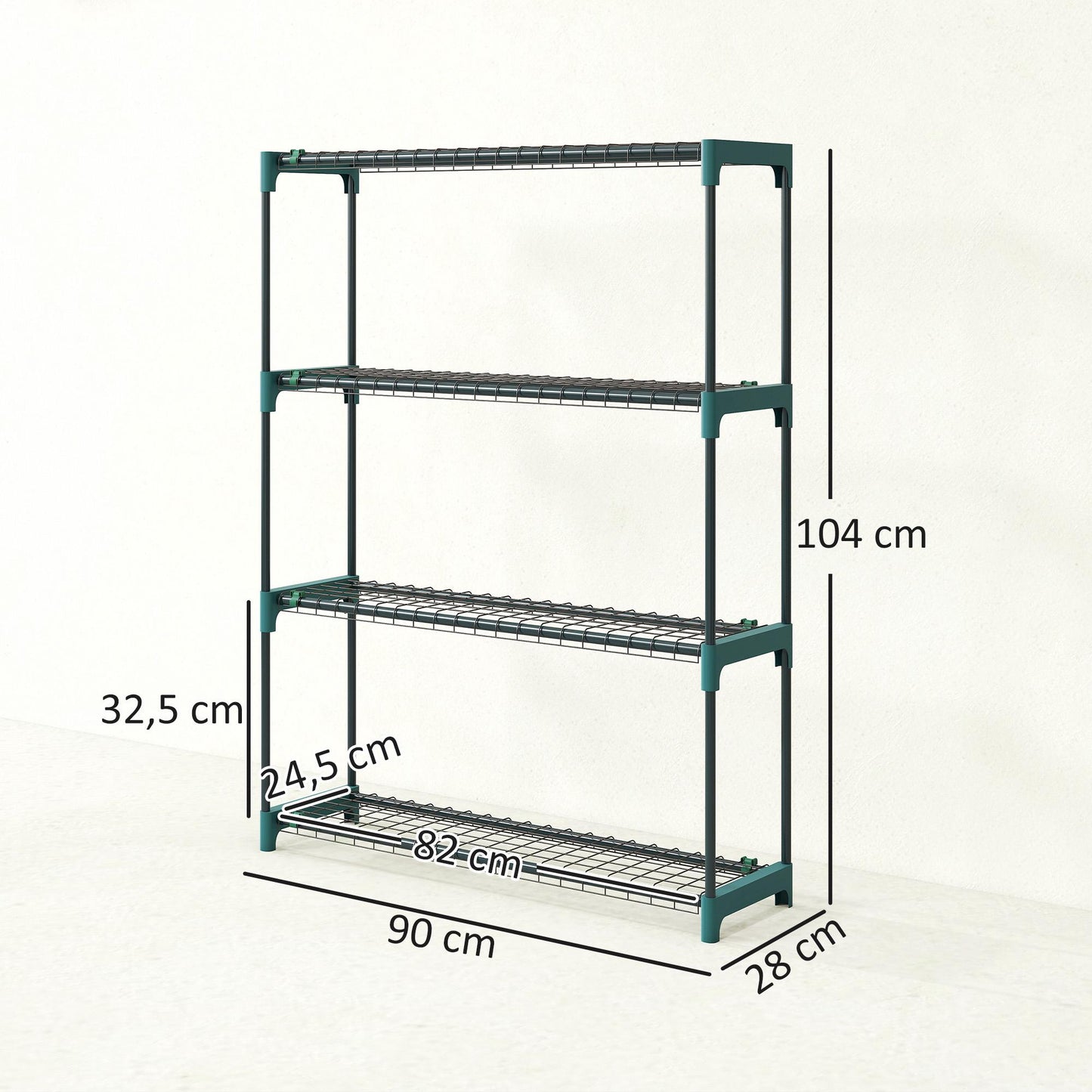 4-Tier Plant Stand Set, Indoor Outdoor Steel, 104 cm