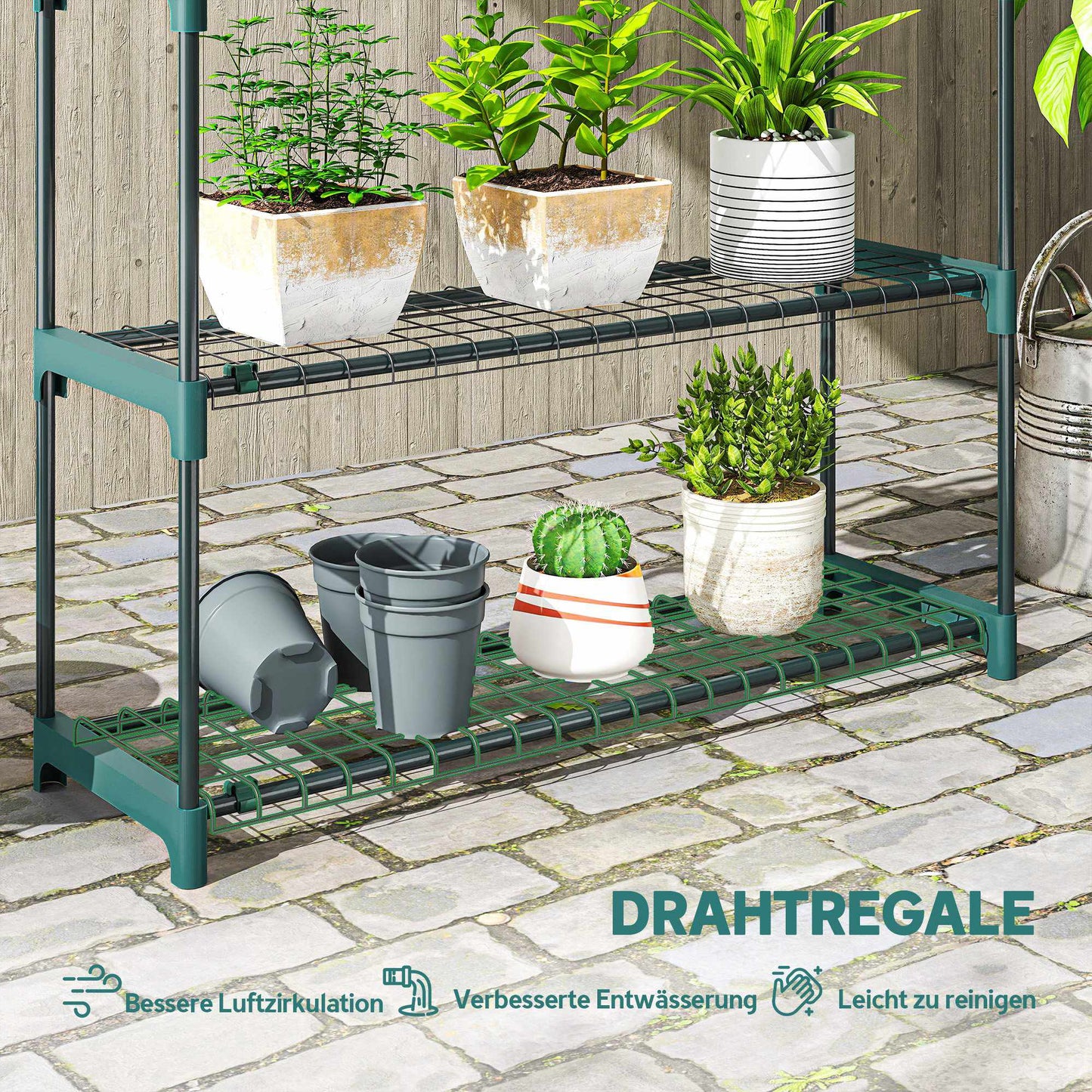 4-Tier Plant Stand Set, Indoor Outdoor Steel, 104 cm