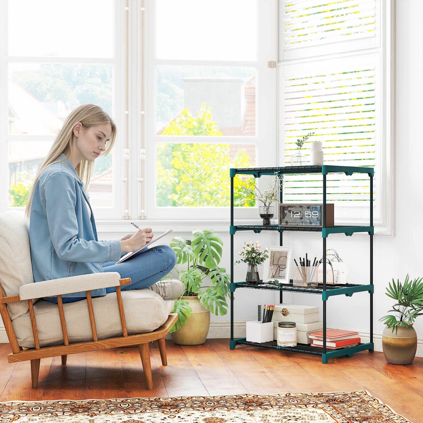 4-Tier Plant Stand, Steel Frame, Indoor/Outdoor Use