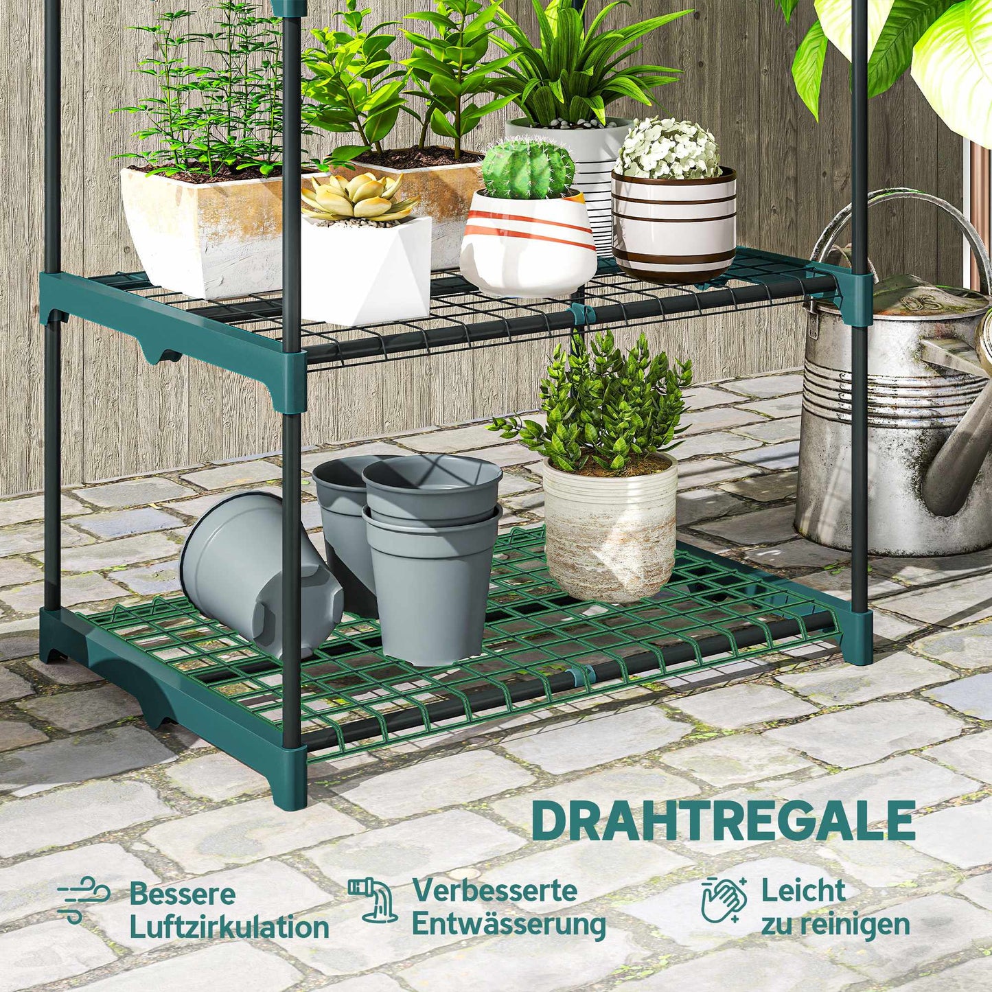 4-Tier Plant Stand, Steel Frame, Indoor/Outdoor Use