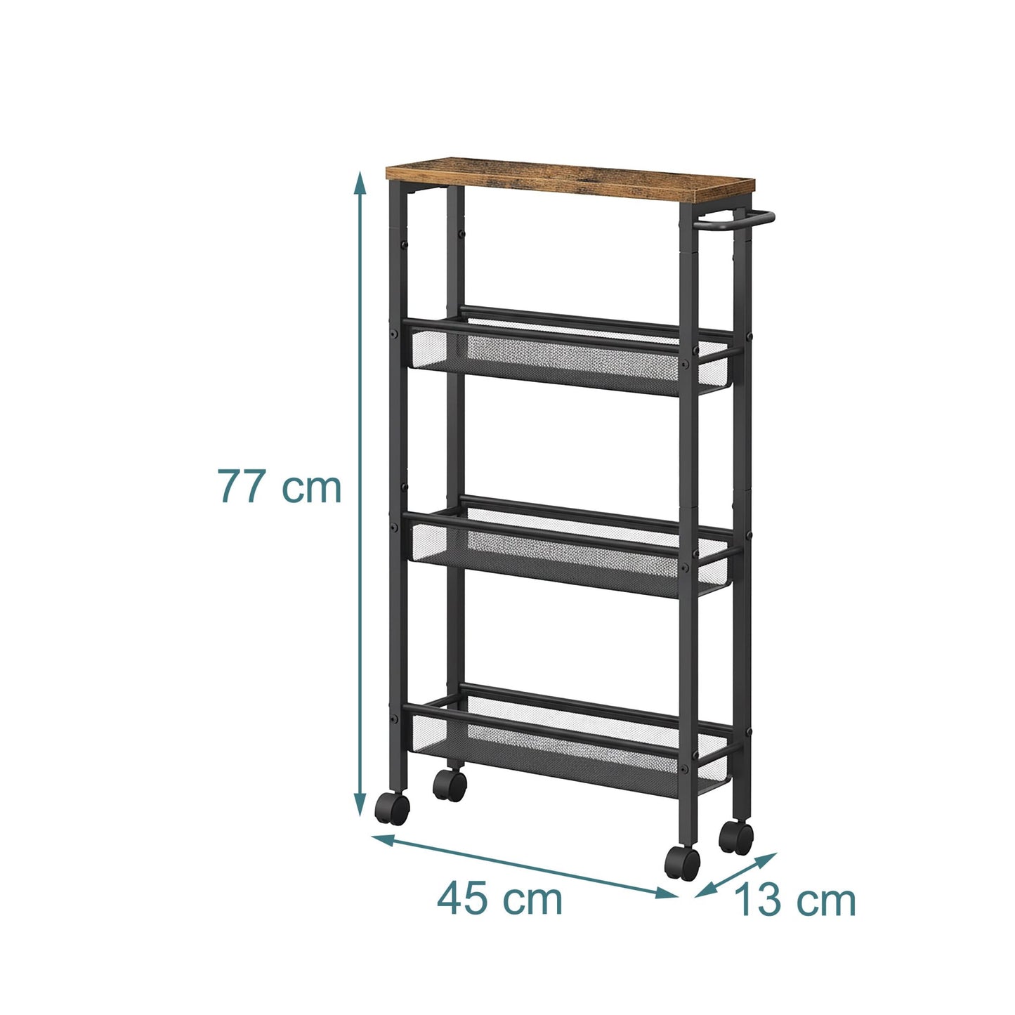 4-Tier Slim Trolley for Kitchen or Bathroom Storage