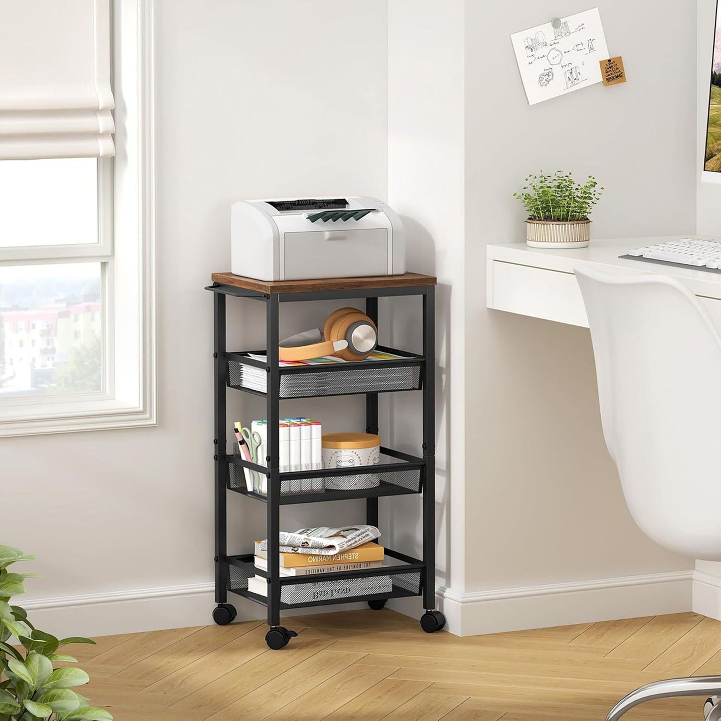 4-Tier Slim Trolley for Kitchen or Bathroom Storage