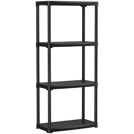 4 Tier Storage Rack Freestanding Shelving Versatile Garage Shelves Black