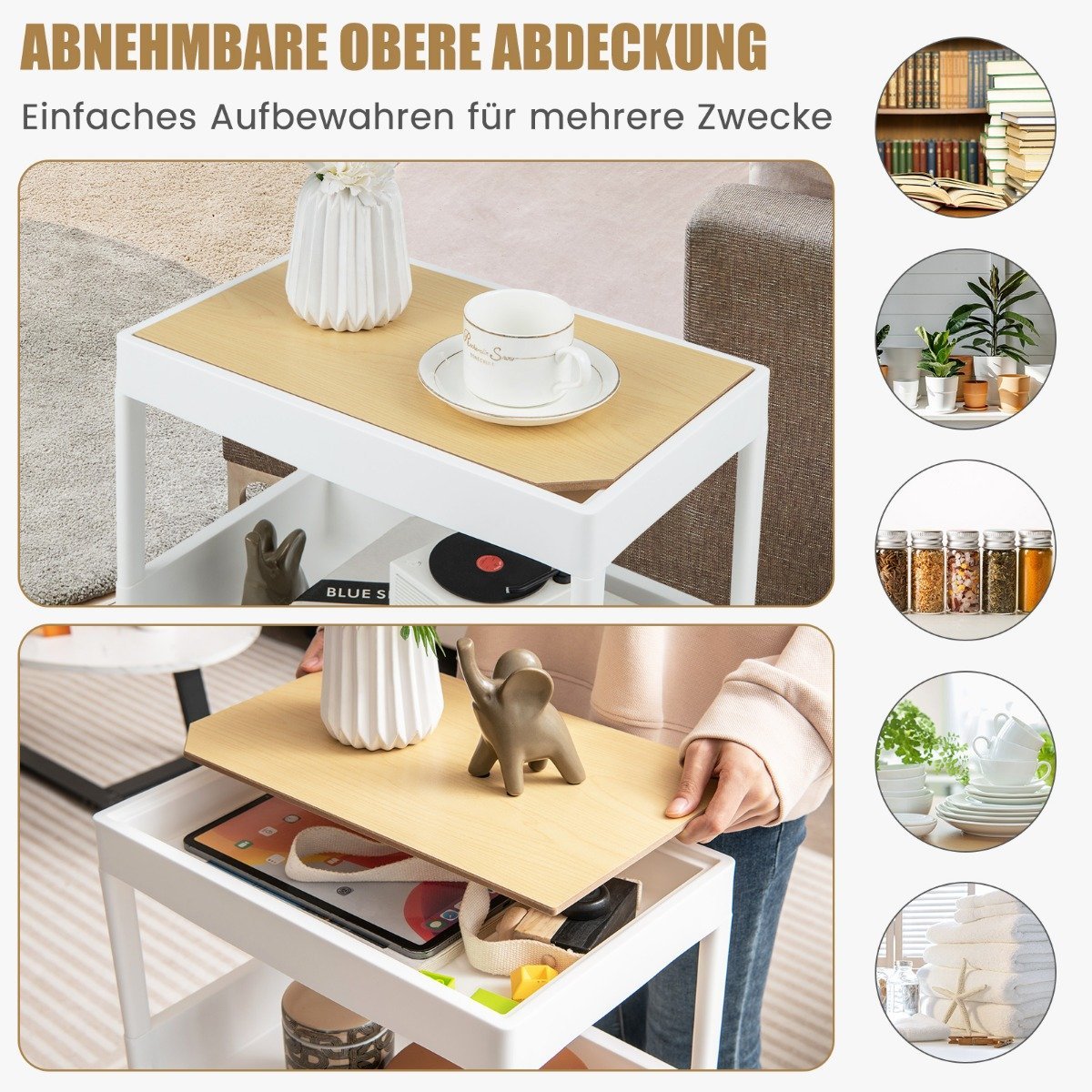 4 Tier Utility Rolling Storage Cart with Removable Tray