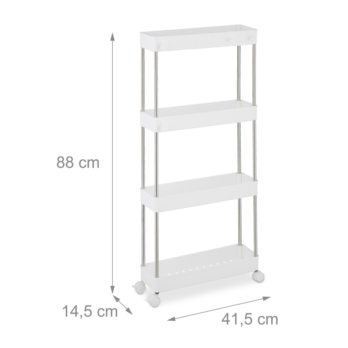 4-Tier White Trolley for Kitchen or Bathroom Storage