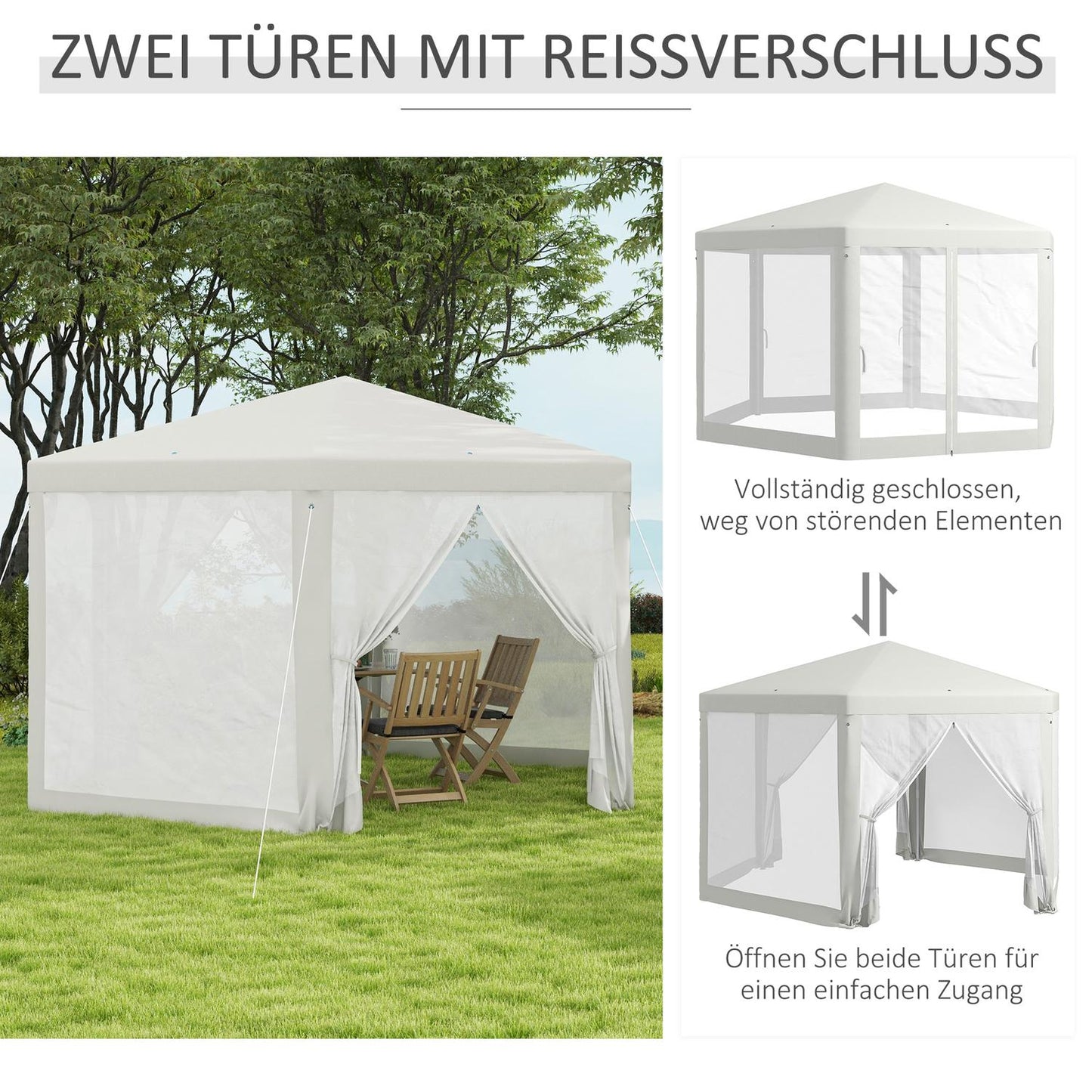 Hexagonal Cream Party Tent, Mosquito Net, Polyester