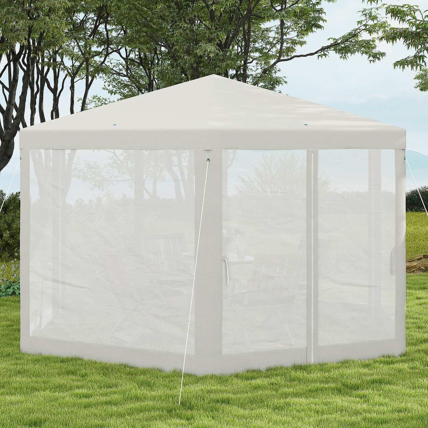 Hexagonal Cream Party Tent, Mosquito Net, Polyester