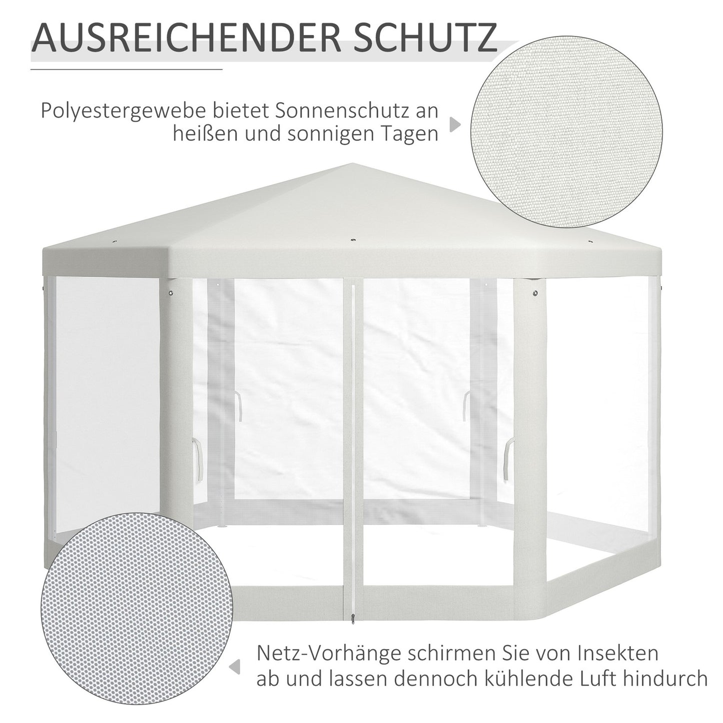 Hexagonal Cream Party Tent, Mosquito Net, Polyester