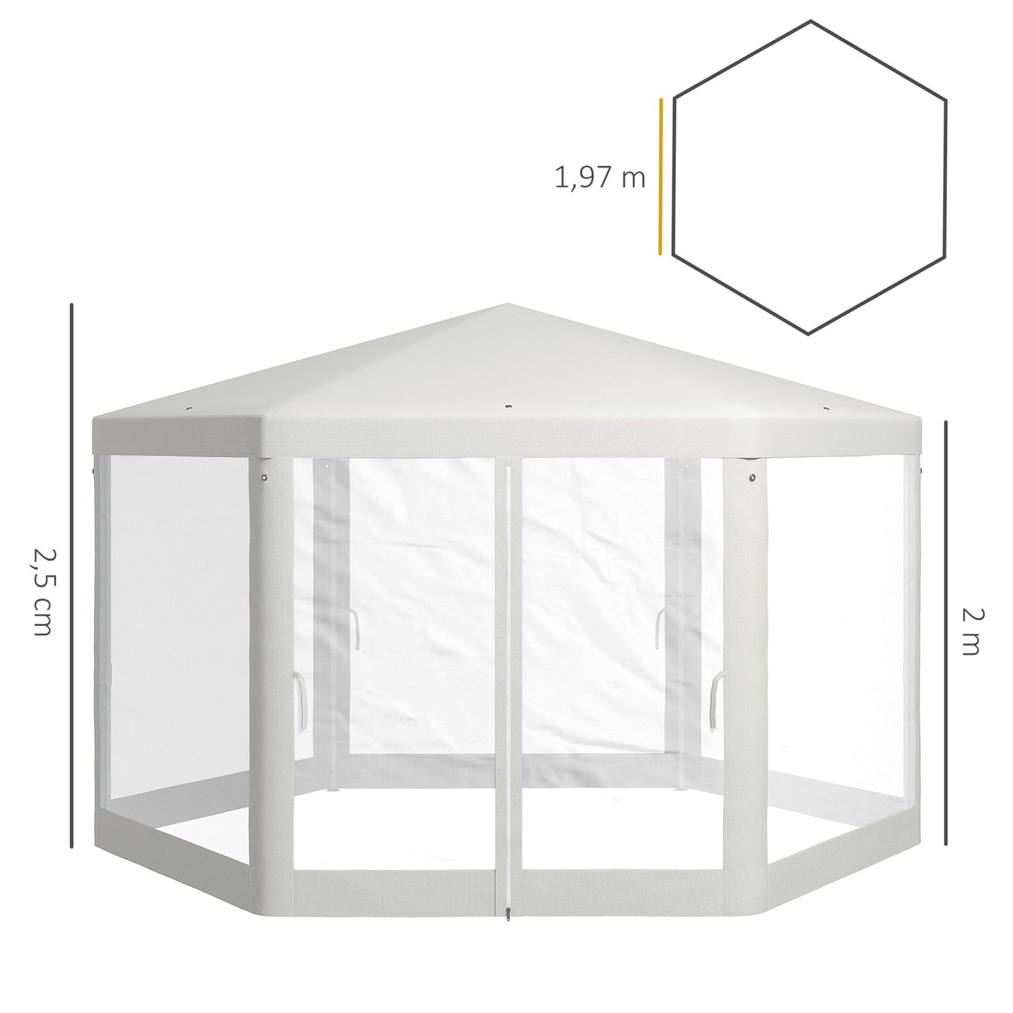 Hexagonal Cream Party Tent, Mosquito Net, Polyester