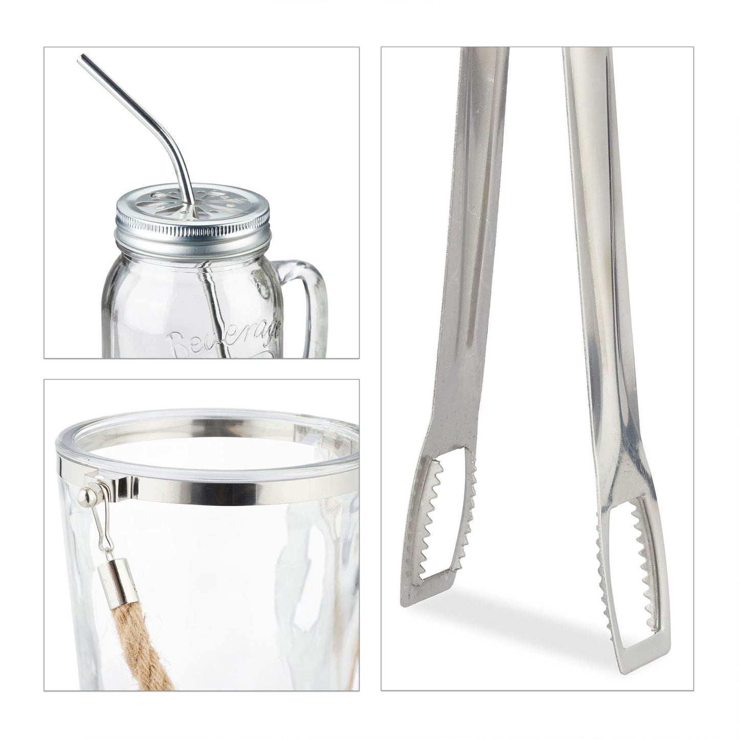 4 glasses with lids and straws incl. ice bucket