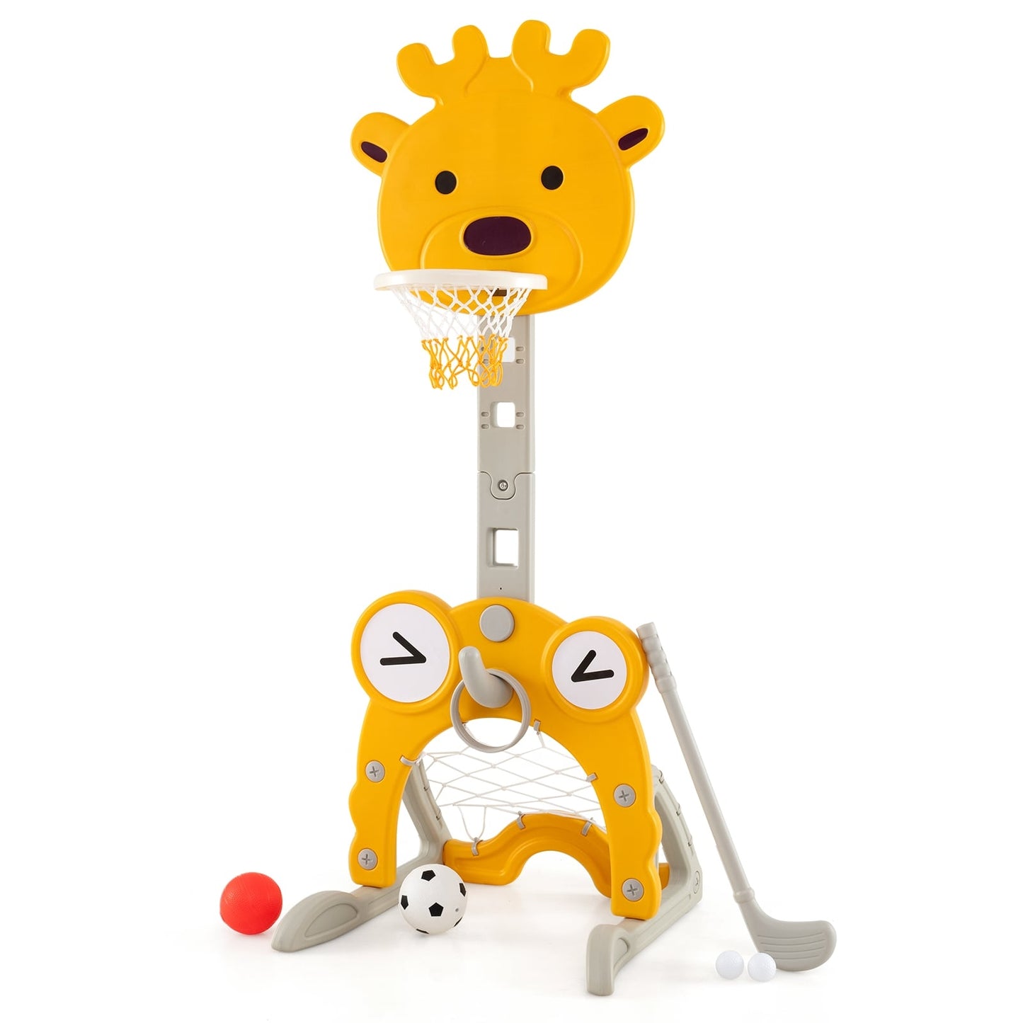 4-in-1 Adjustable Kids Activity Center with Basketball Hoop