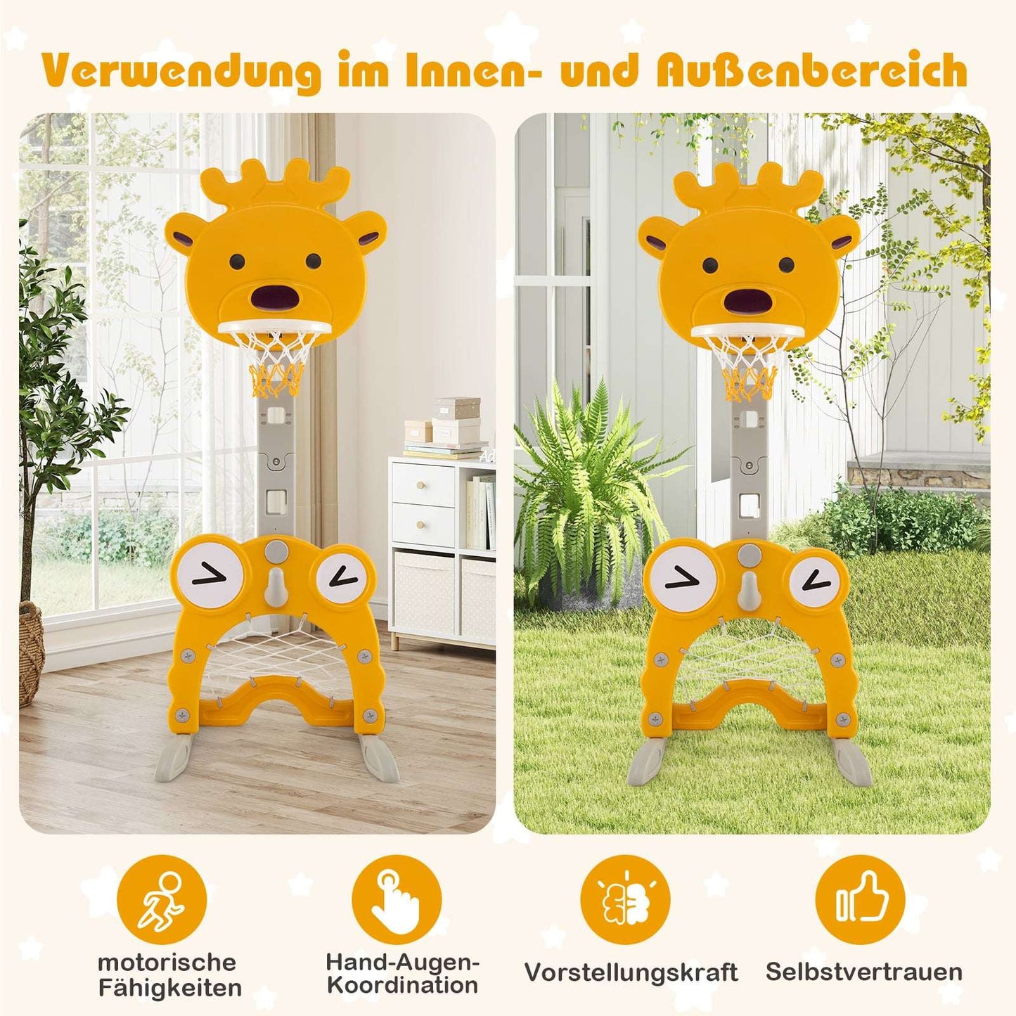 4-in-1 Adjustable Kids Activity Center with Basketball Hoop