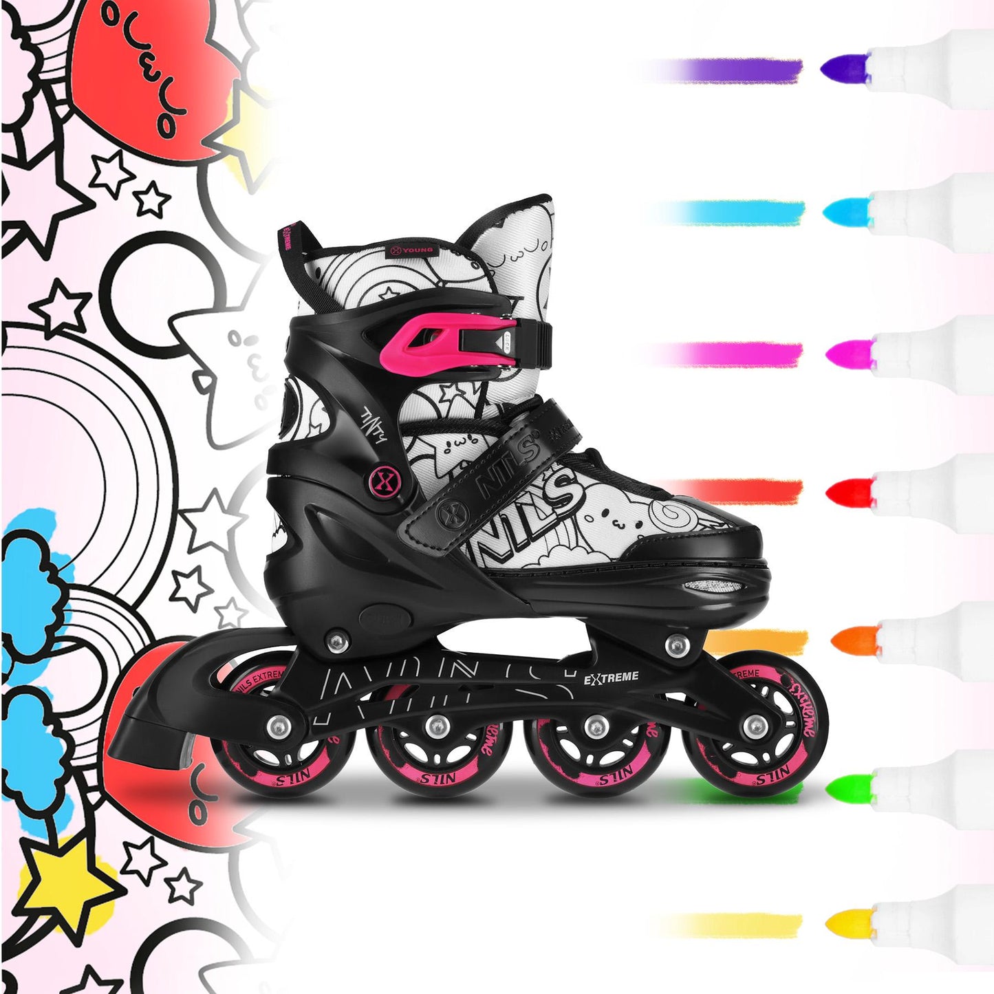 4-in-1 Adjustable Skates Set, Pink, Size L (39-42)