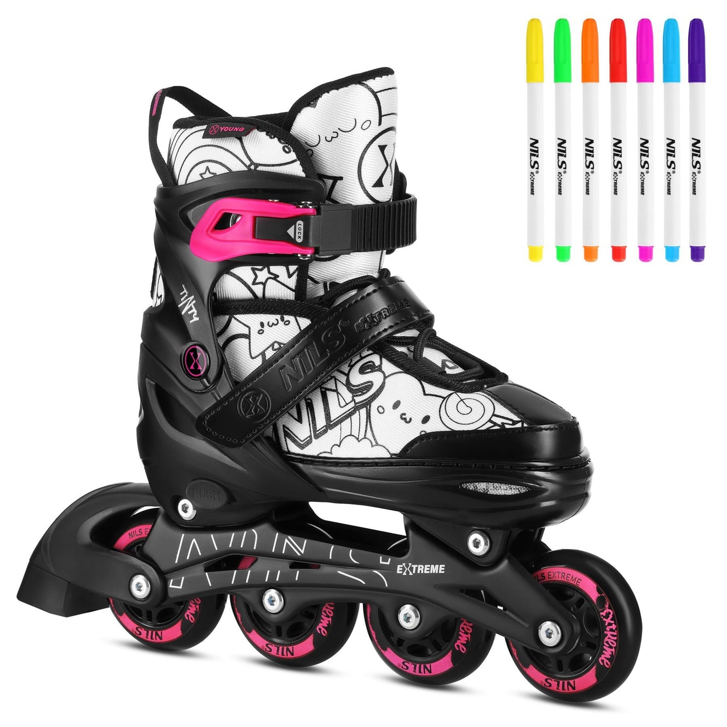 4-in-1 Adjustable Skates Set, Pink, Size L (39-42)
