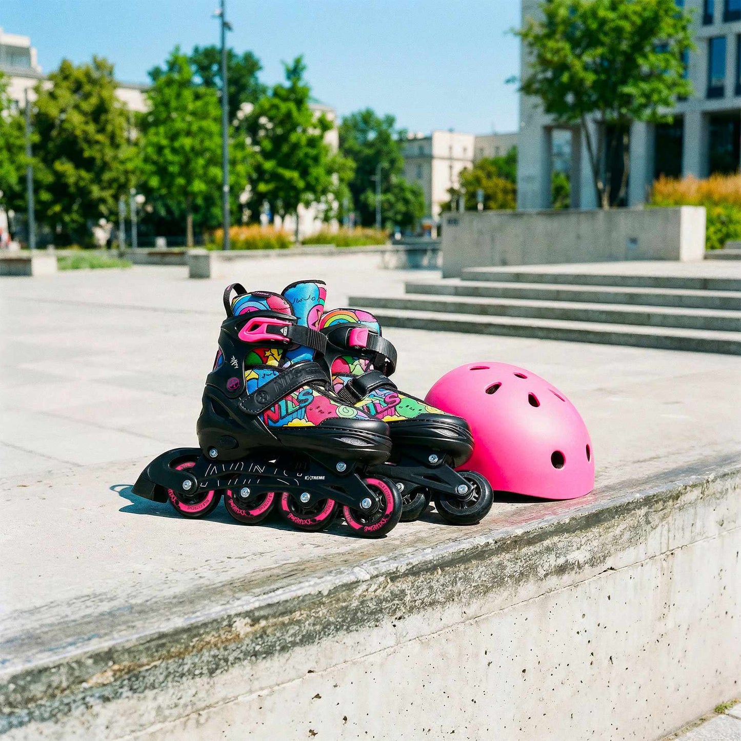 4-in-1 Adjustable Skates Set, Pink, Size M (35-38)
