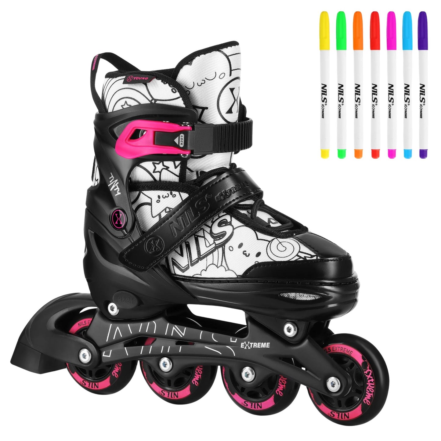 4-in-1 Adjustable Skates Set, Pink, Size M (35-38)