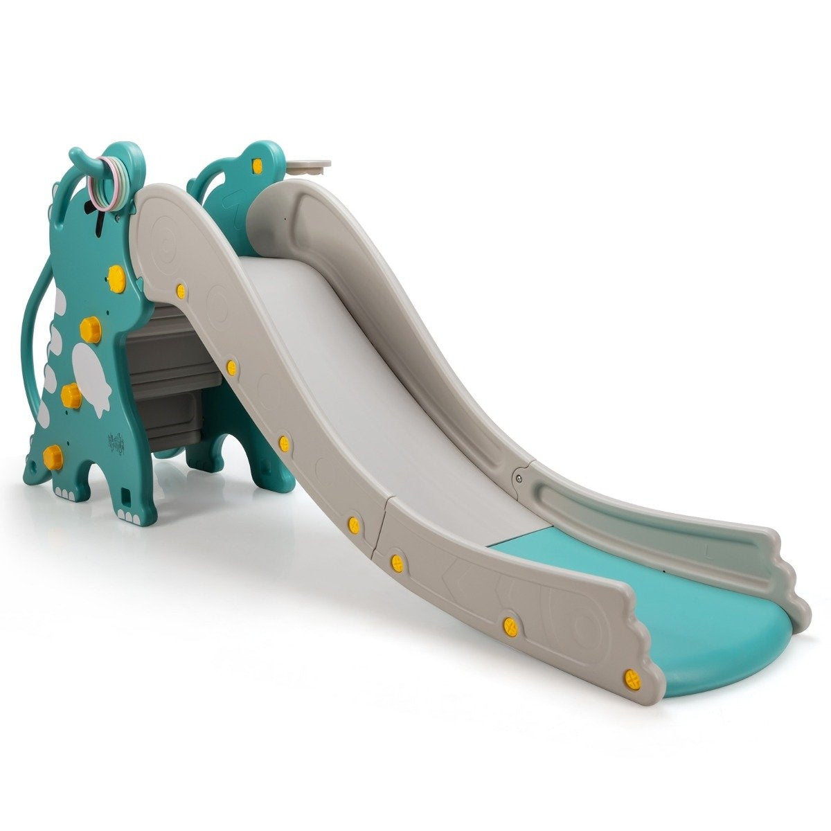4-in-1 Dinosaur Slide Climbing & Sliding Playset for Babies with Basketball Hoop 188 x 65 x 80 cm