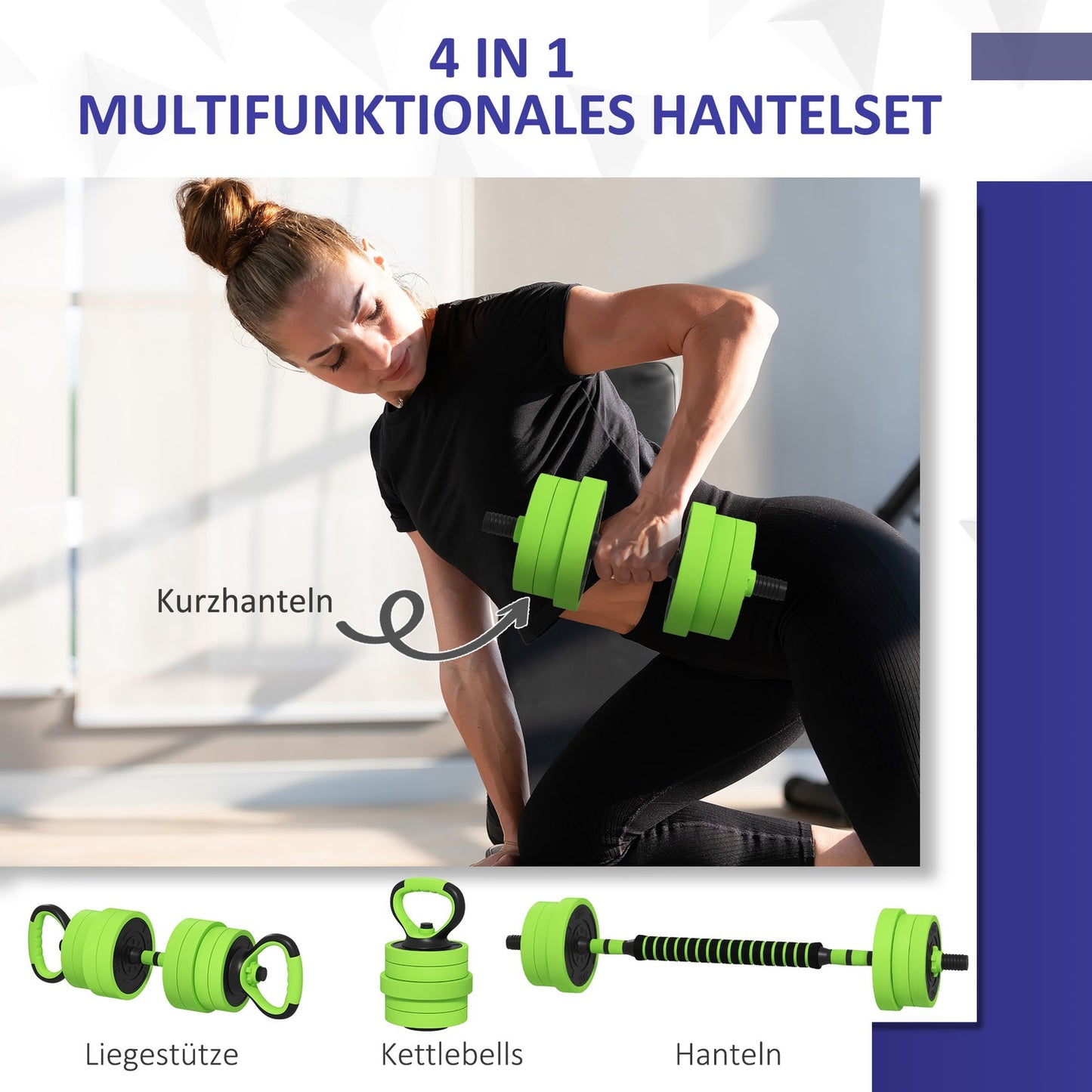 Adjustable 20 kg Dumbbell Set – 4-in-1 Home Gym Equipment