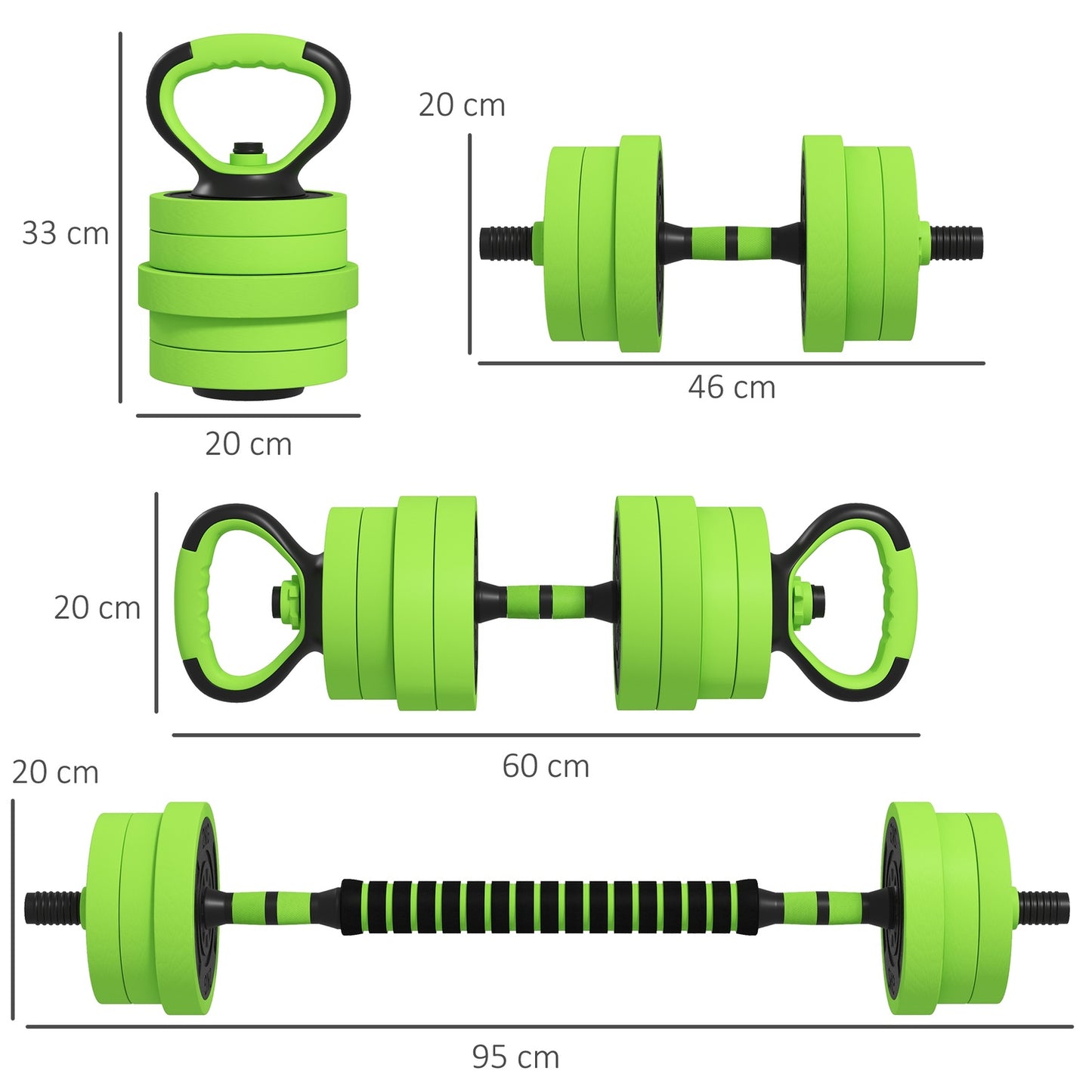Adjustable 20 kg Dumbbell Set – 4-in-1 Home Gym Equipment