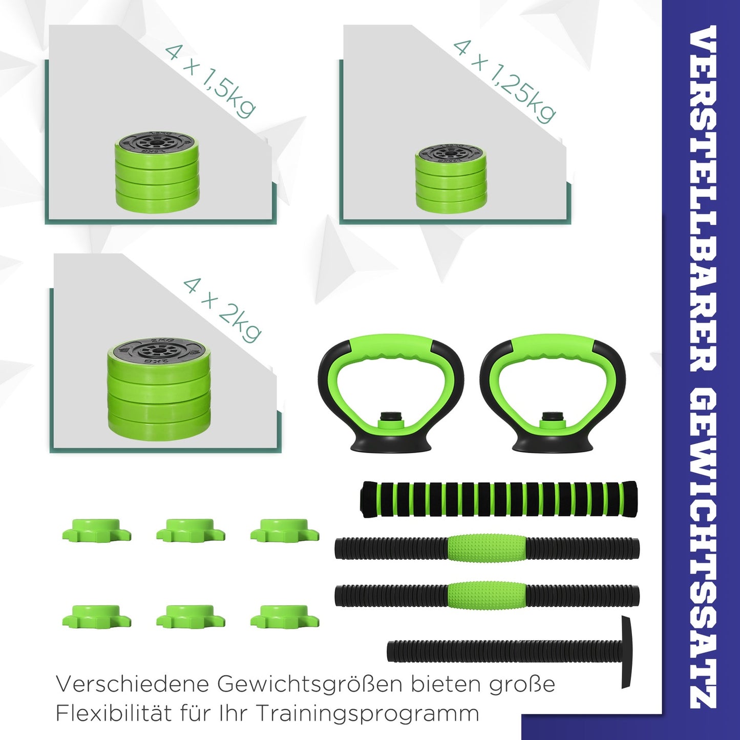 Adjustable 20 kg Dumbbell Set – 4-in-1 Home Gym Equipment