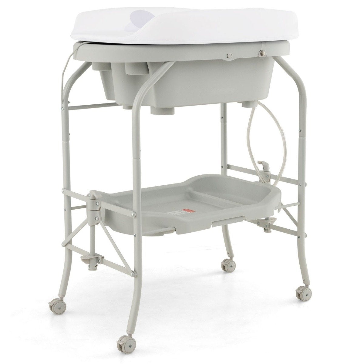 4 in 1 Folding Changing Table with Bathtub Portable Changing Table with Changing Mat Light Gray