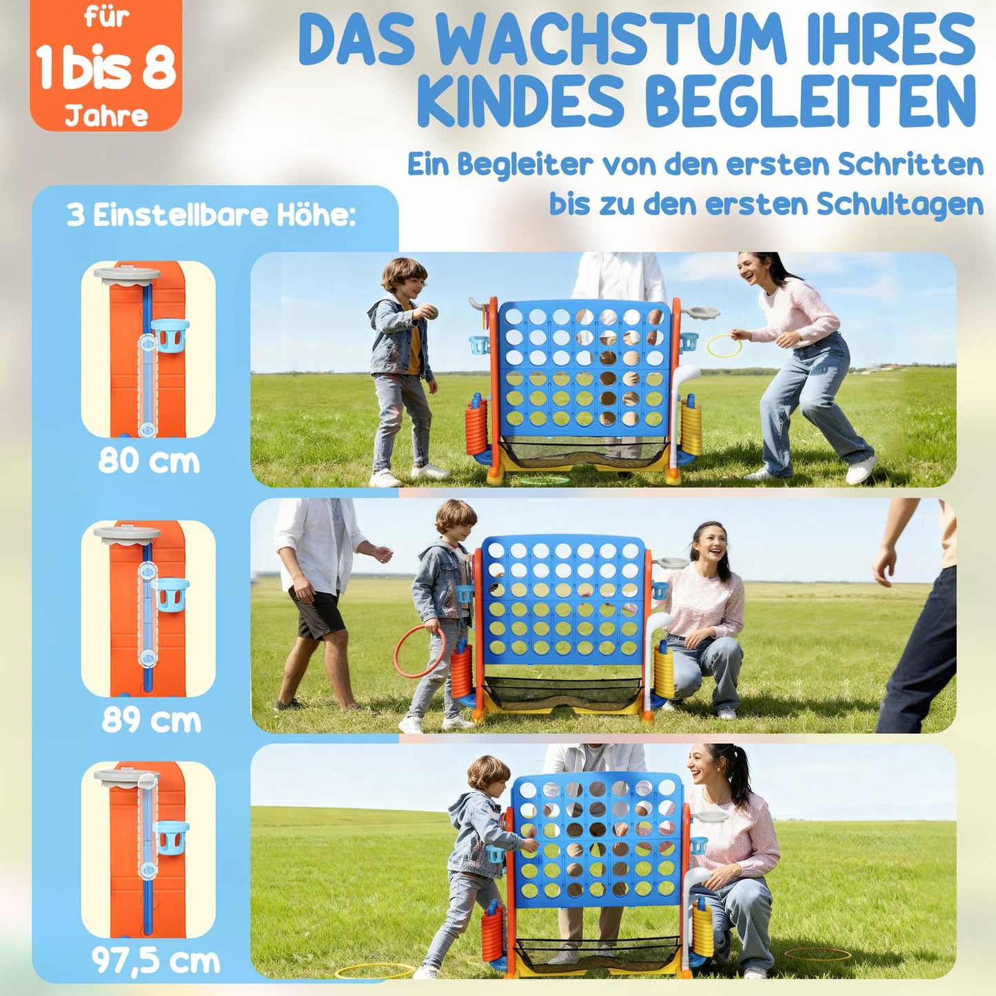 4-in-1 Game Set, Adjustable, Plastic, Colorful