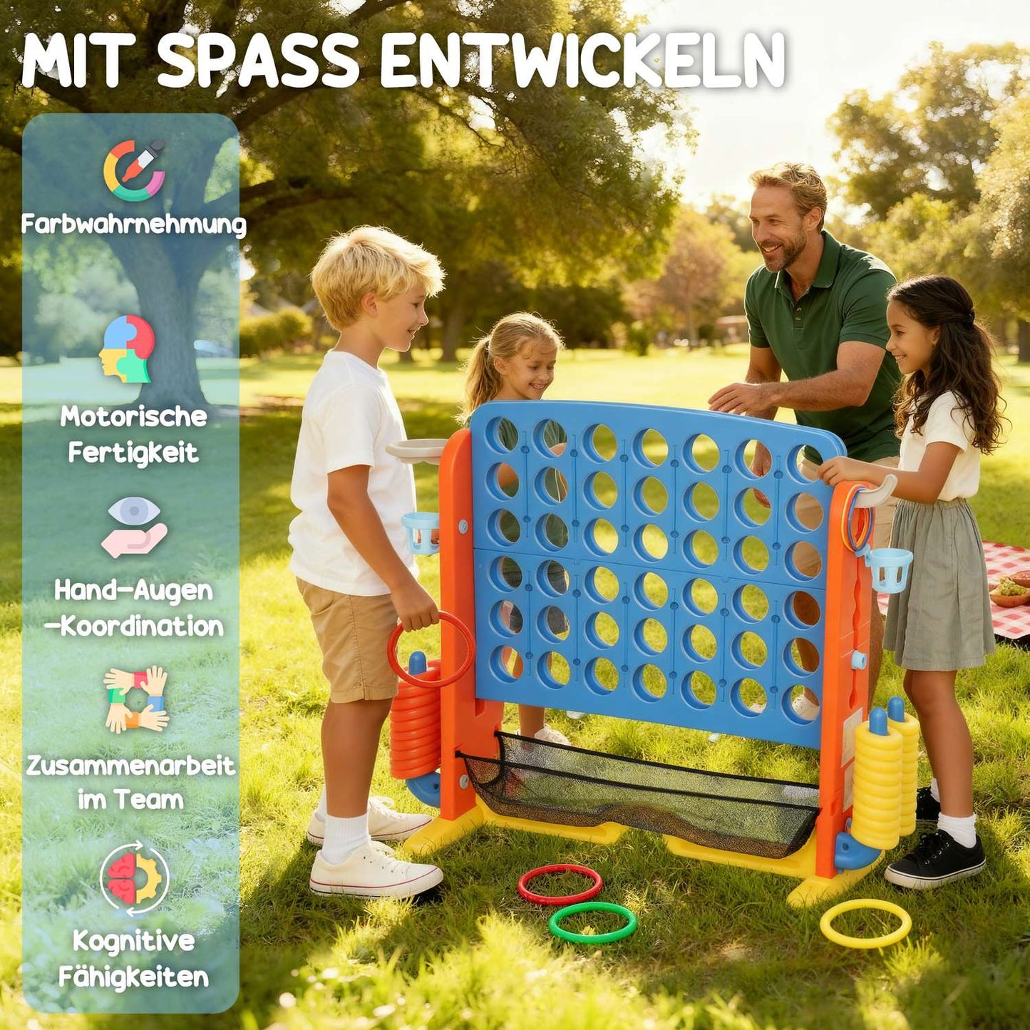 4-in-1 Game Set, Adjustable, Plastic, Colorful