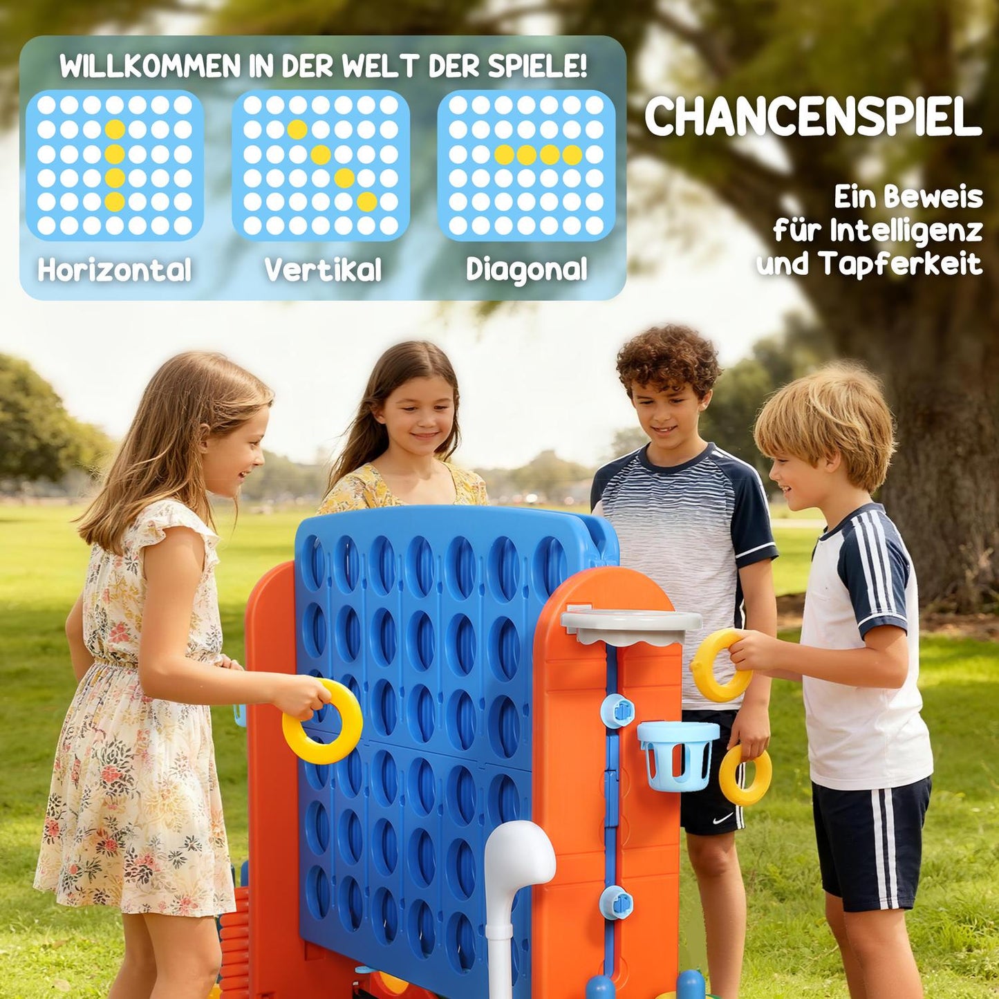 4-in-1 Game Set, Adjustable, Plastic, Colorful