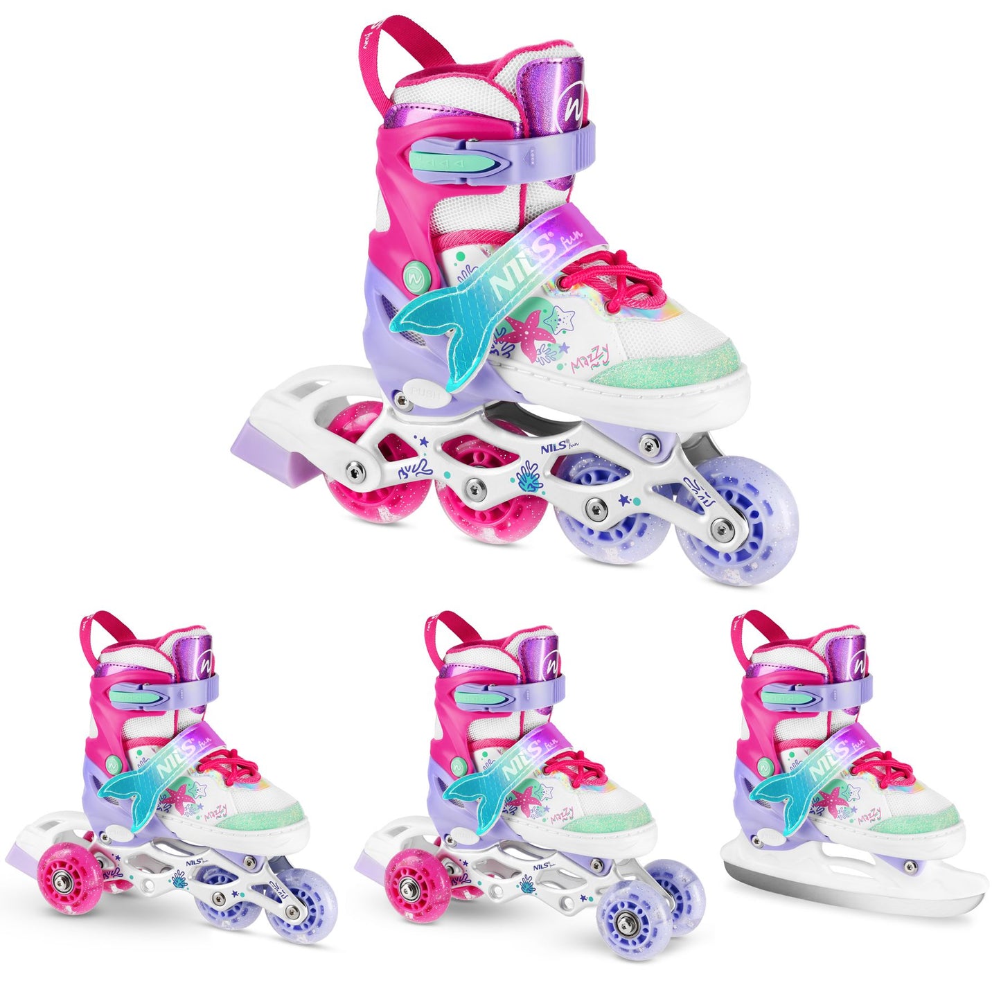 4-in-1 Inline & Ice Skate Set for Kids, Size S (31-34)