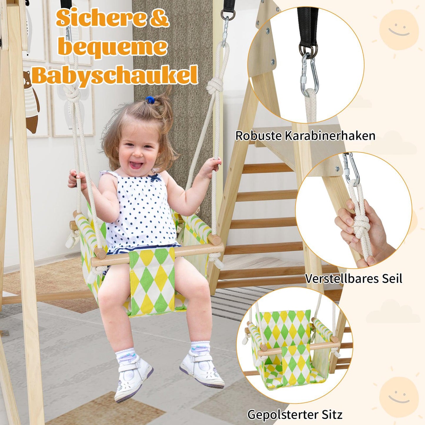 4-in-1 Montessori Indoor Climbing Set with Baby Swing