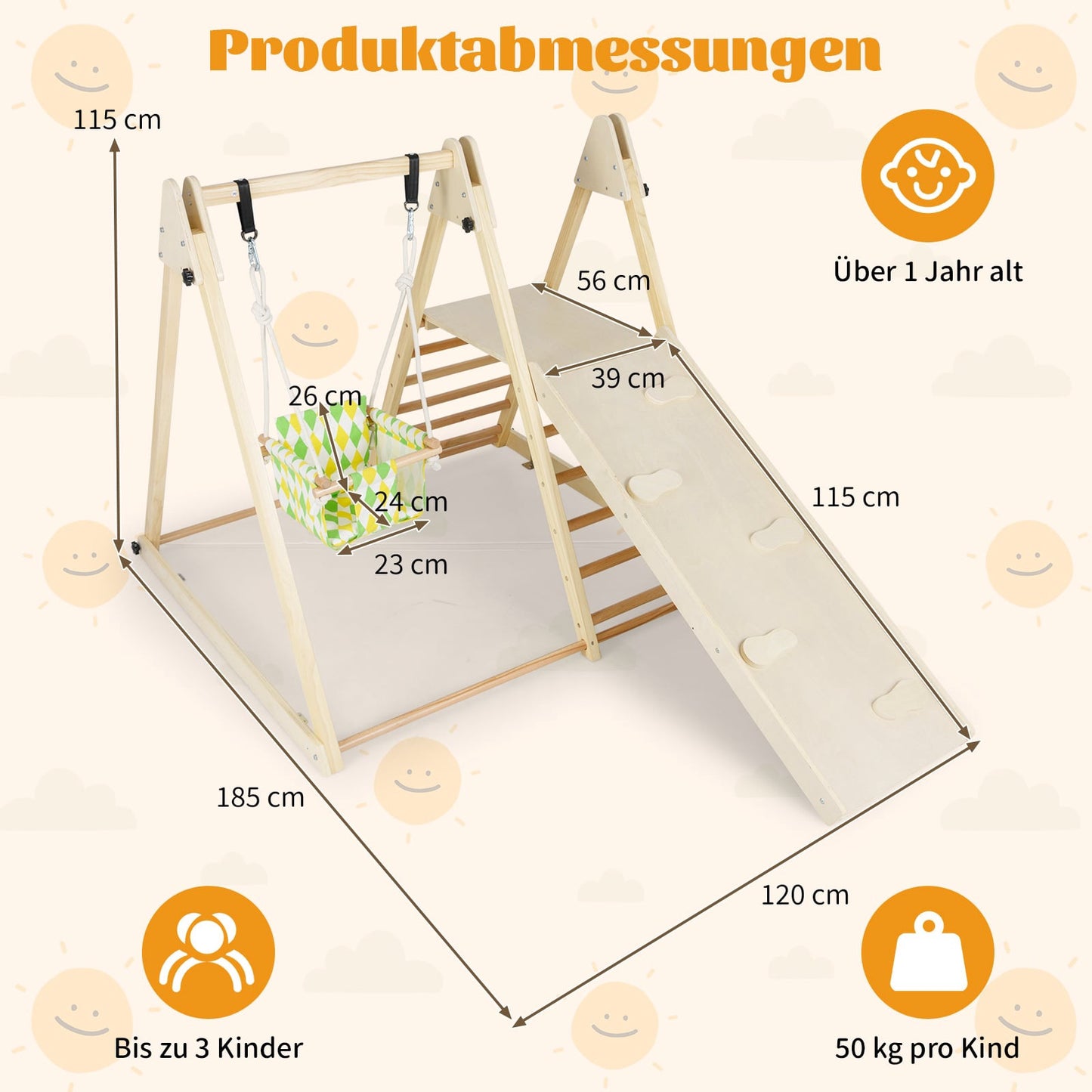 4-in-1 Montessori Indoor Climbing Set with Baby Swing