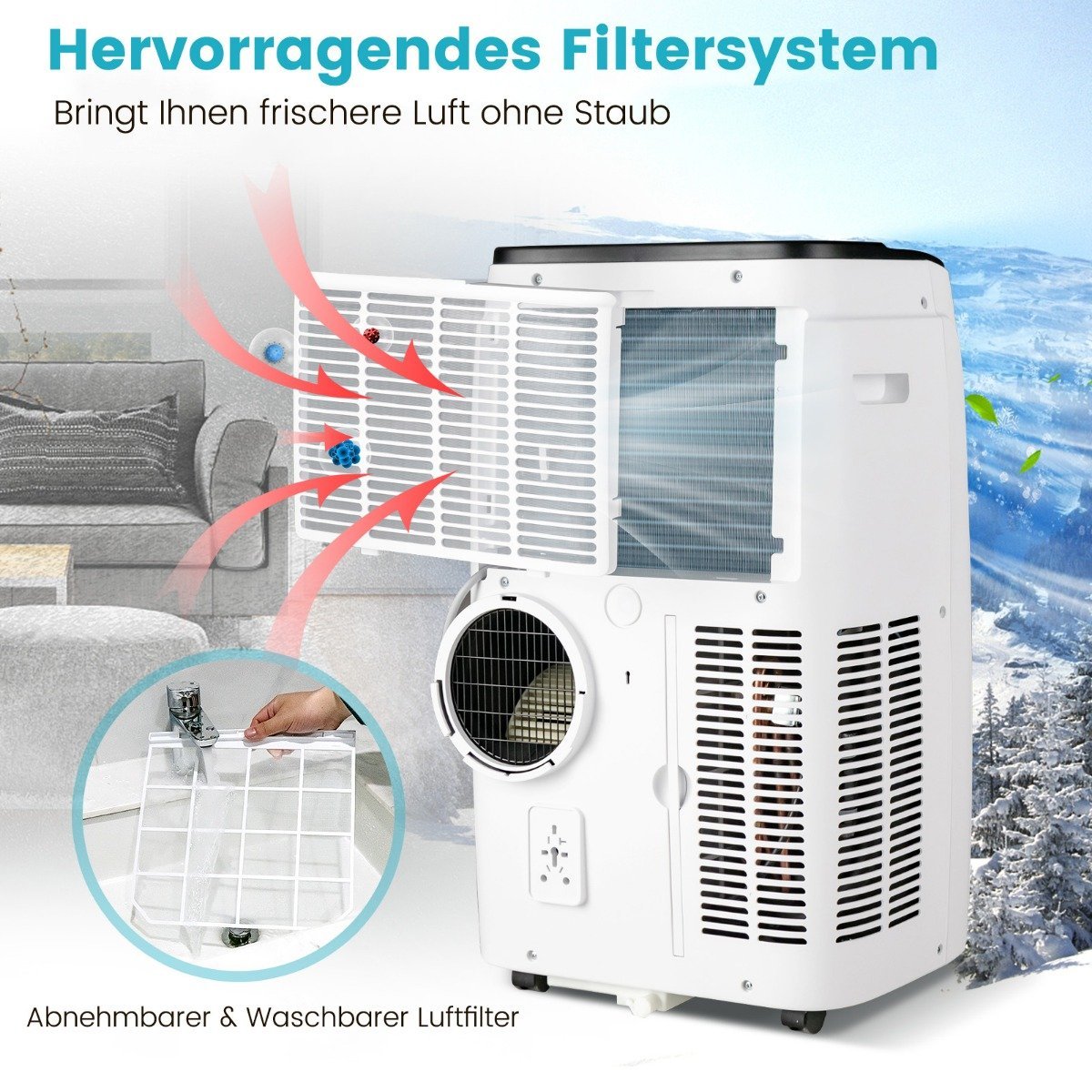 4-in-1 Portable Air Conditioner 14000 BTU Heating & Cooling & Fan & Dehumidification (4.1KW-14000-40m²)