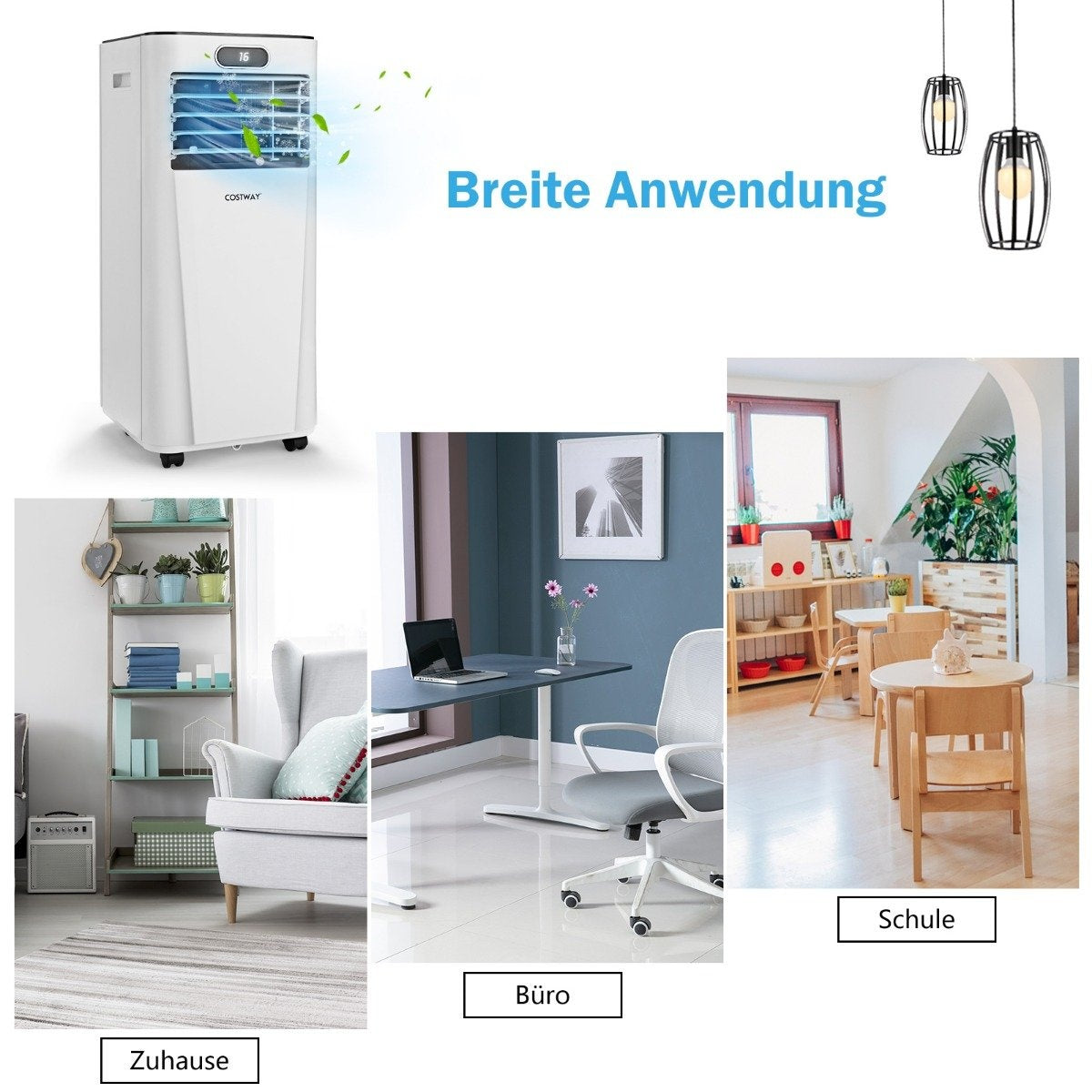 4 in 1 Portable Air Conditioner 7000 BTU Cooling & Ventilation & Dehumidification 16℃～32℃ White