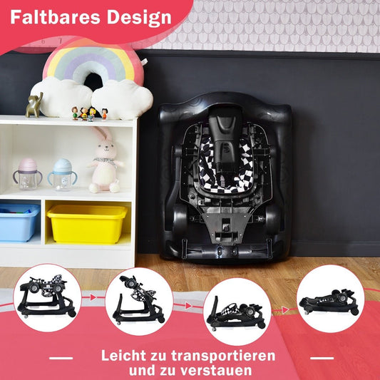 4 in 1 baby walker folding baby walker 73 x 61 x 51.5/53.5/55.5 cm black