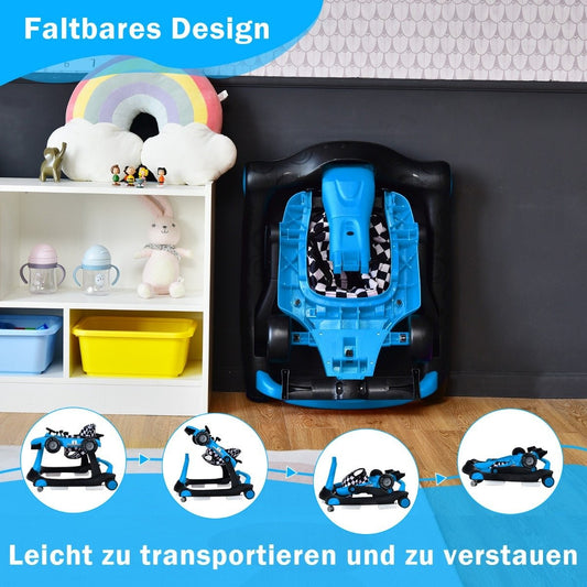 4 in 1 baby walker folding baby walker 73 x 61 x 51.5/53.5/55.5 cm blue
