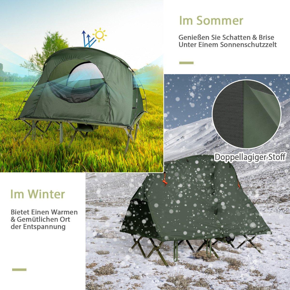 4 in 1 camping tent set for 2 people with cover and mattress 194 x 146 x 160 cm green