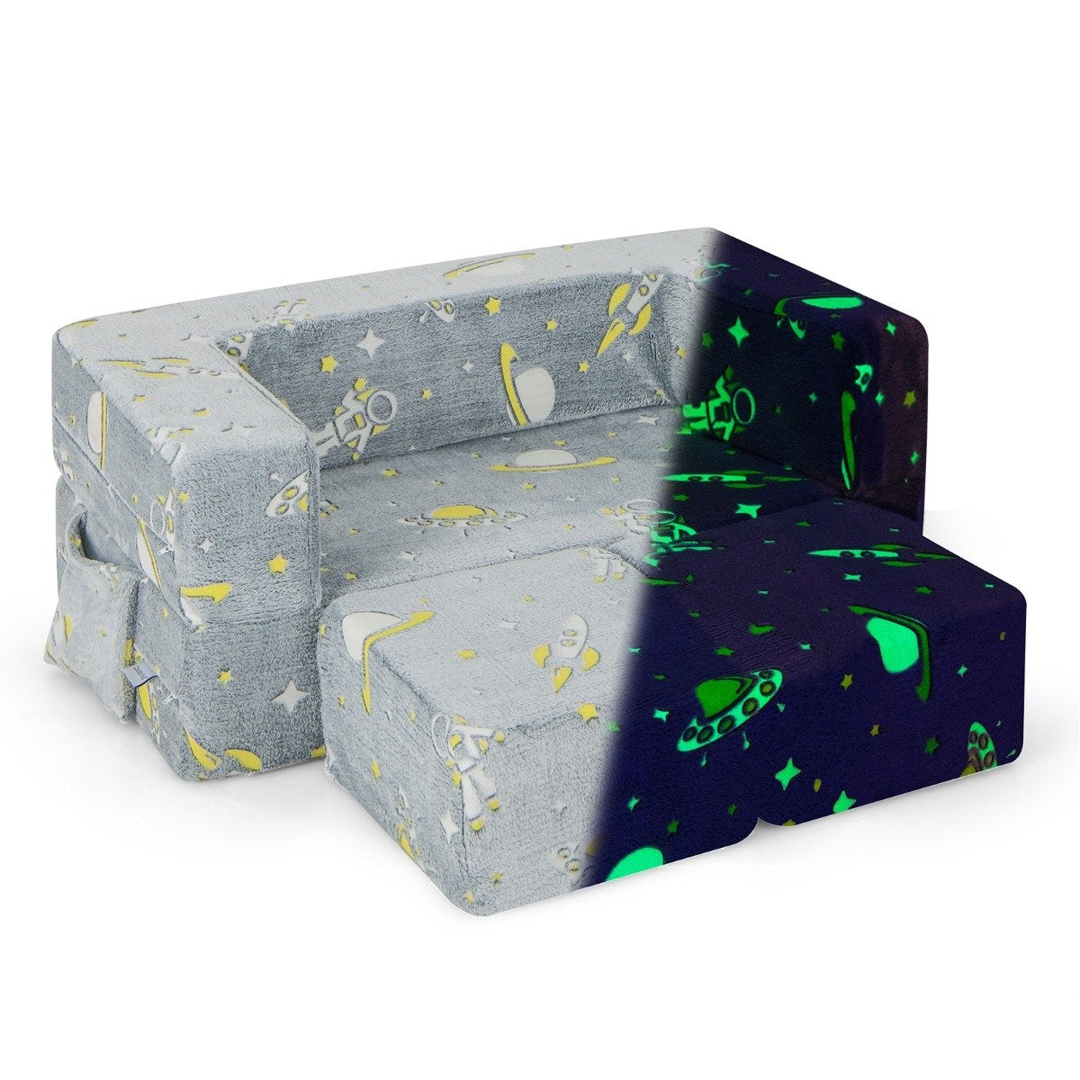 4 in 1 children's armchair with 2 ottomans & removable cover glows in the dark 107 x 52 x 41.5 cm