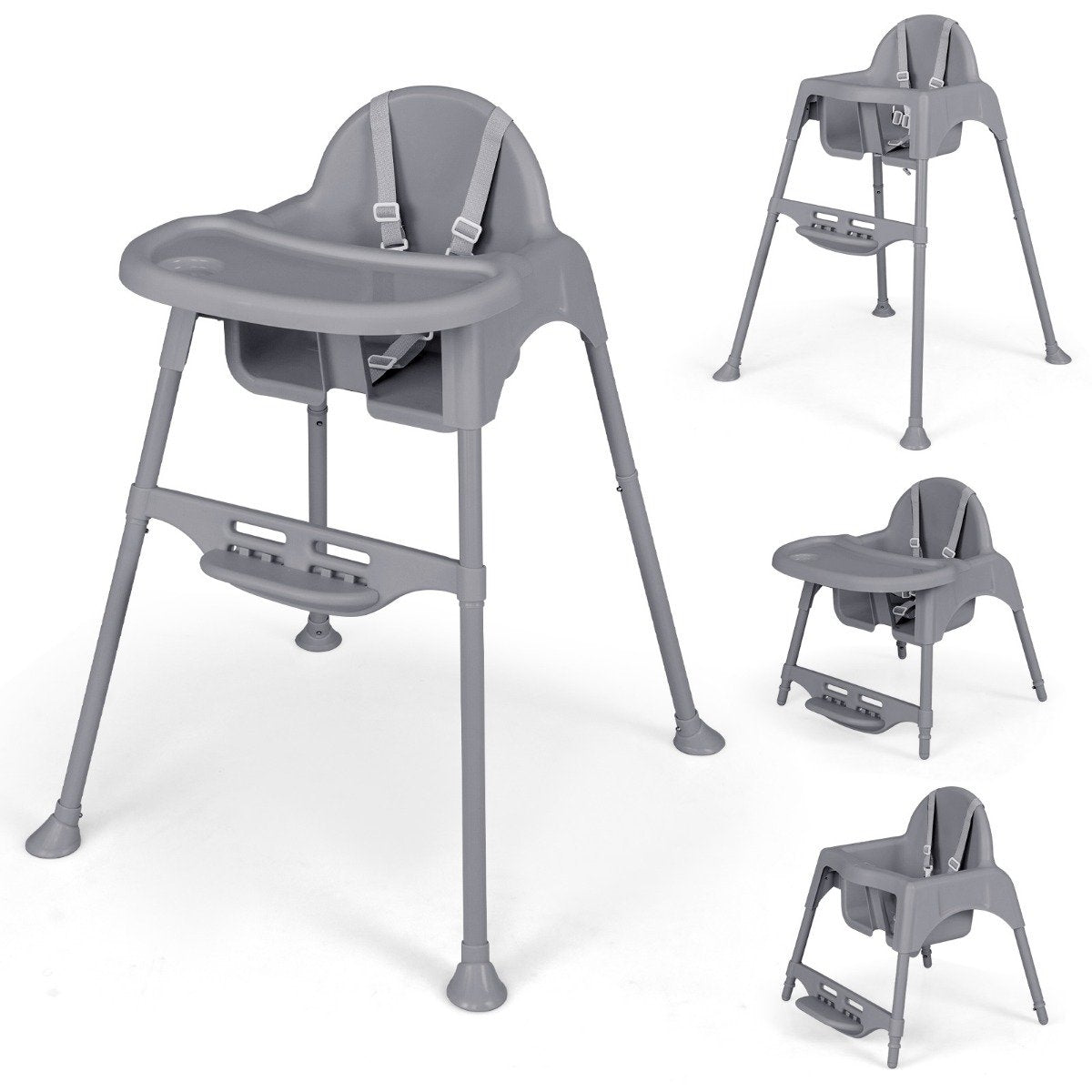 4 in 1 high chair baby high chair with removable tray baby high chair gray