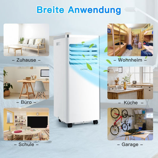 4 in 1 mobile air conditioning cooling & ventilating & dehumidifying air conditioning unit with exhaust hose 7000BTU white