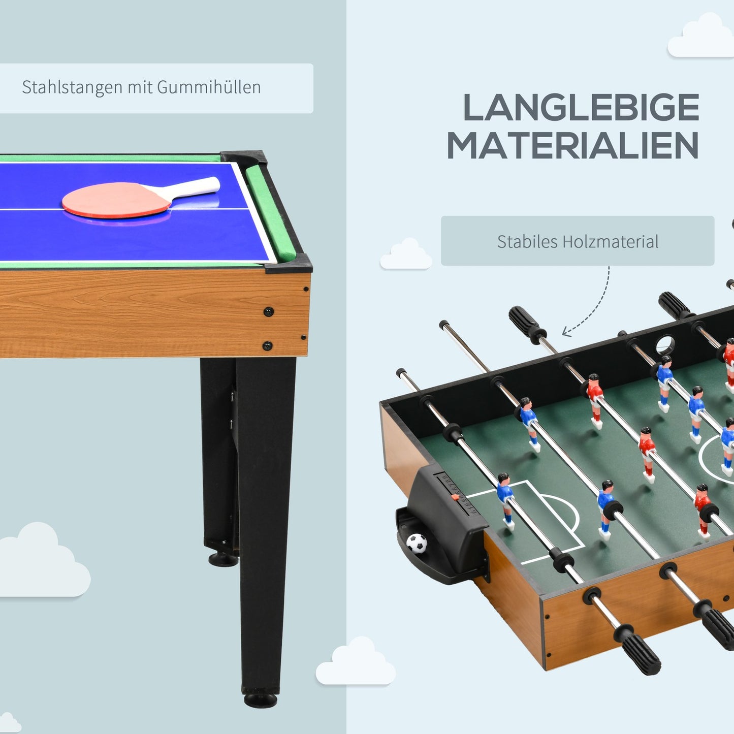 Multi-game table: Ping Pong, Foosball, Billiards, Air Hockey