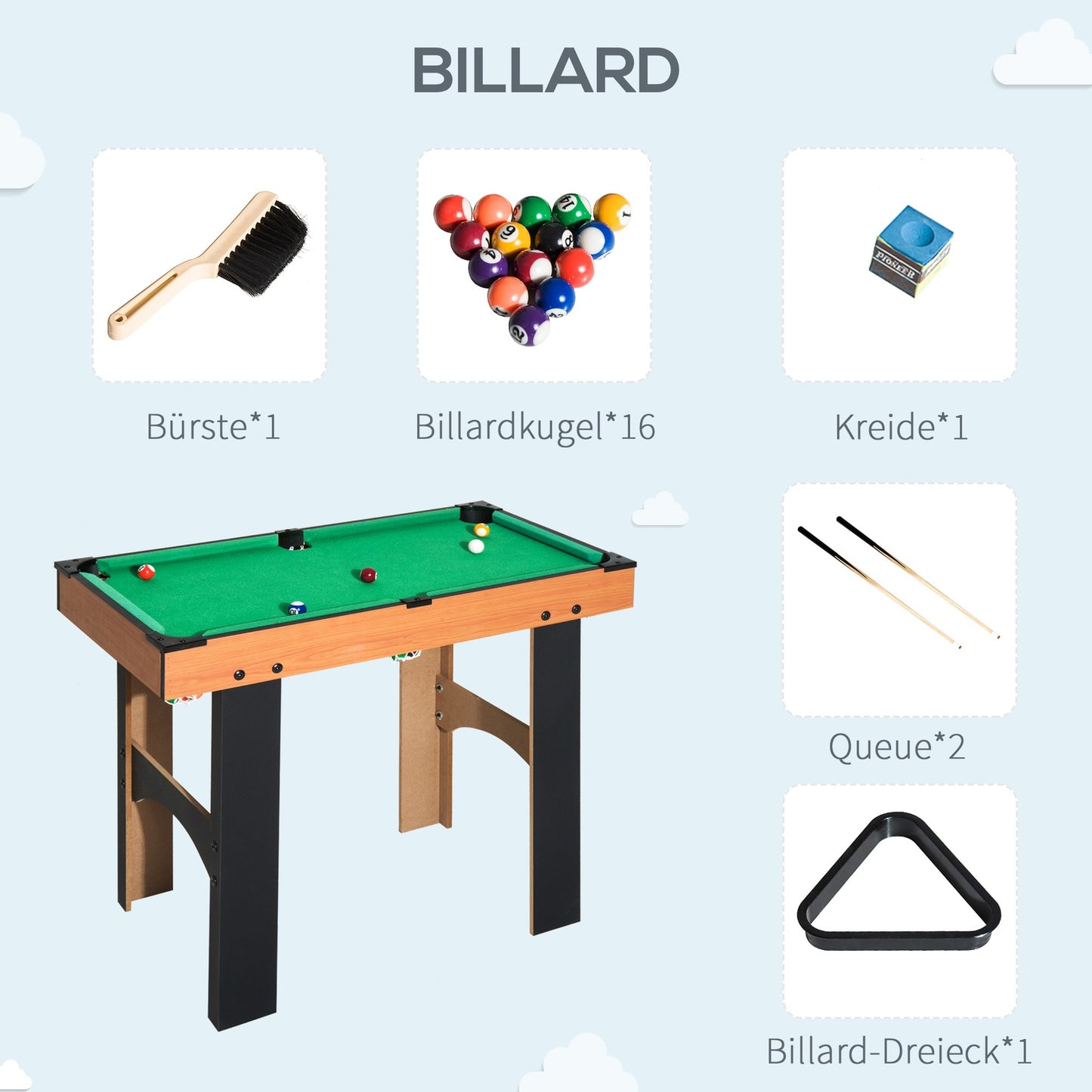 4-in-1 game table: football, hockey, tennis, billiards