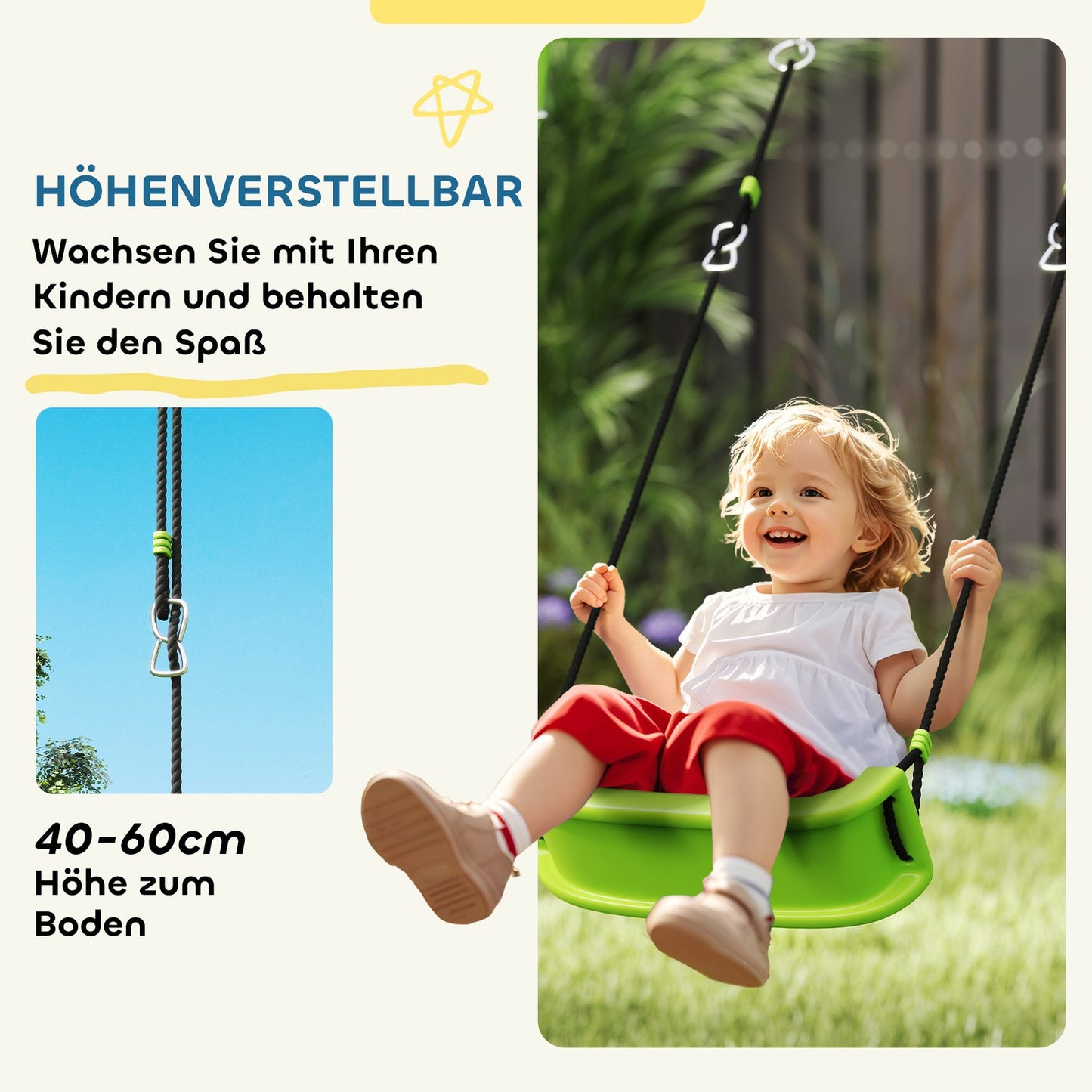 Children's outdoor swing set - slide, hoop, target and swing