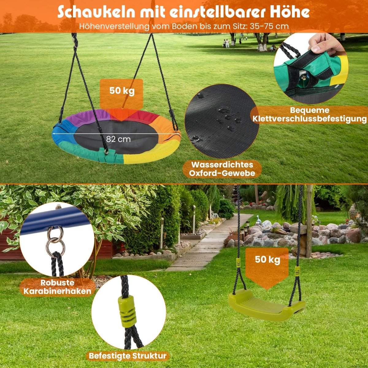 4-in-1 swing set for 3-12 year olds. Robust metal playset with slide