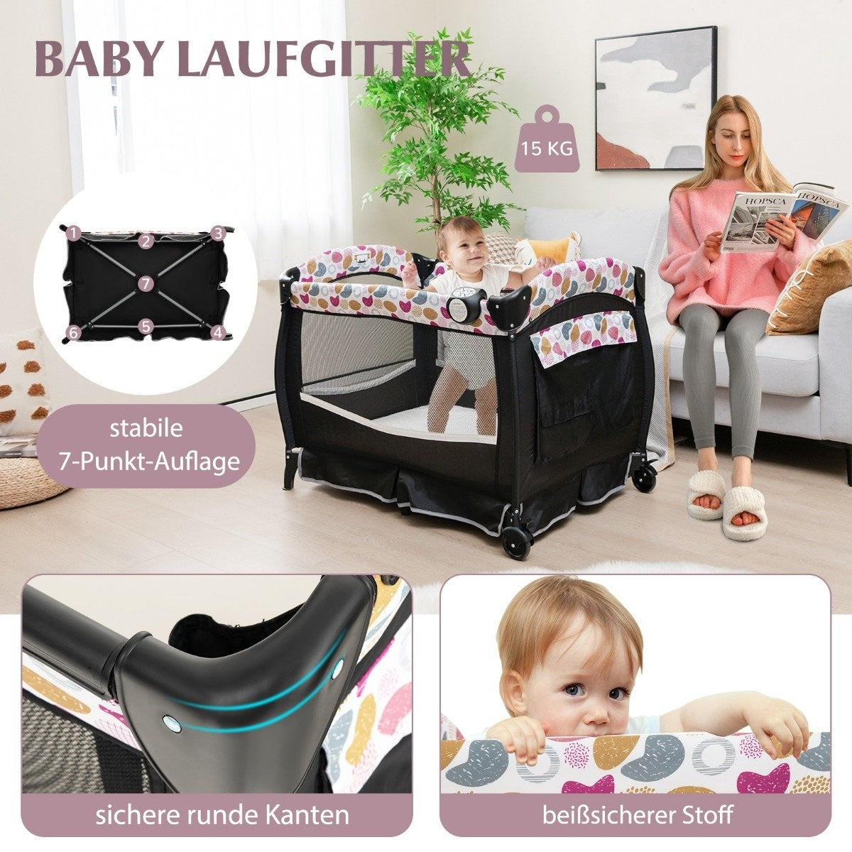 4 in 1 travel cot with mattress folding side bed with adjustable canopy circle