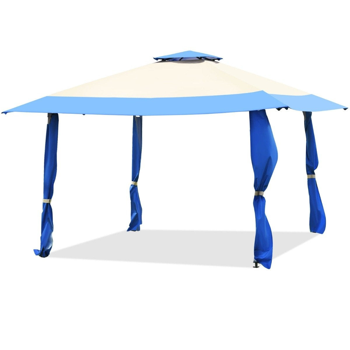 4 m x 4 m large event tent shade provider with 2-story roof blue