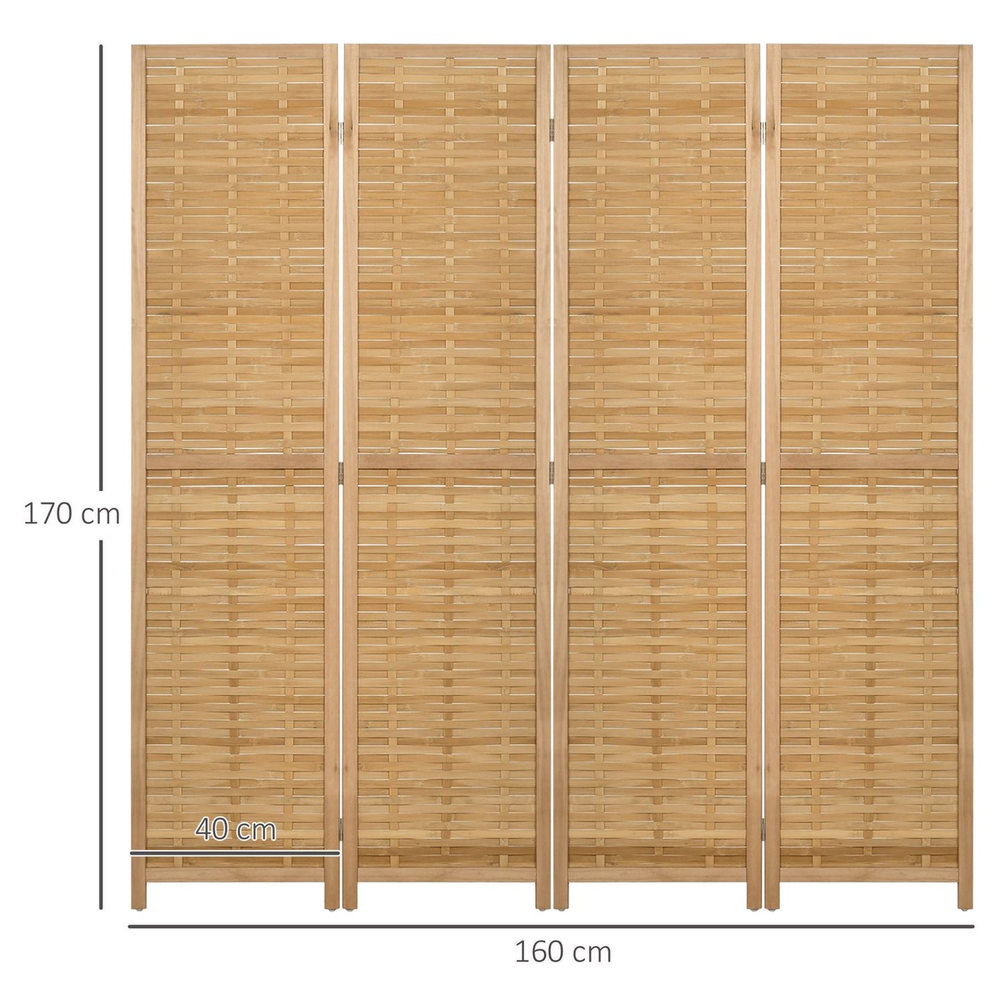 Foldable Bamboo Privacy Screen - Natural Room Divider 160x170 cm