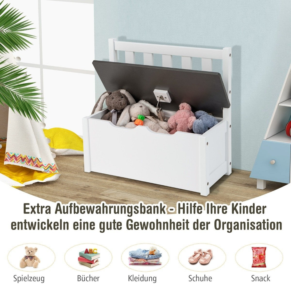 4-piece children's seating group wooden seating group children's children's table group gray + white