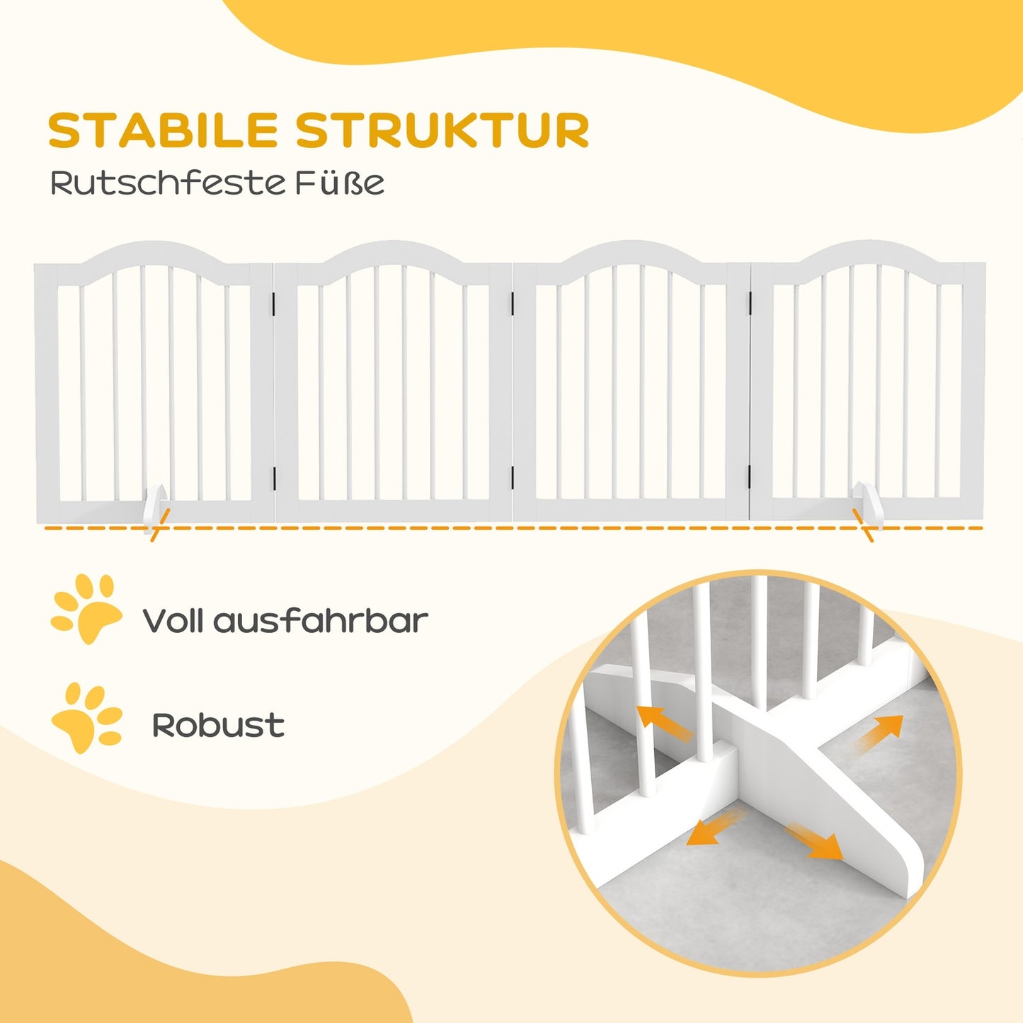Folding dog gate with door, freestanding beam 203x61 cm