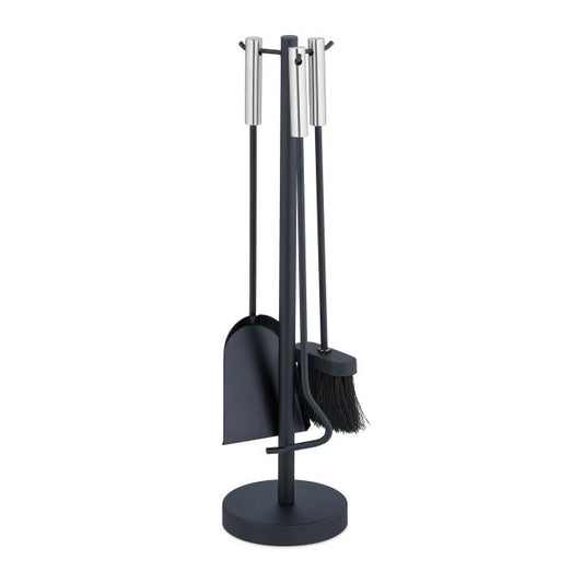 4-piece fireplace set in black